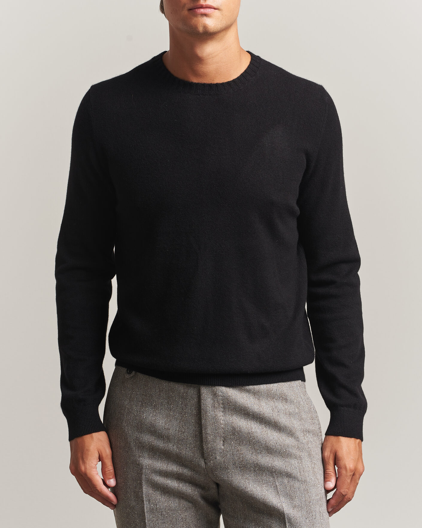 Men | Sweaters & Knitwear | Stenströms | Cashmere Crewneck Black