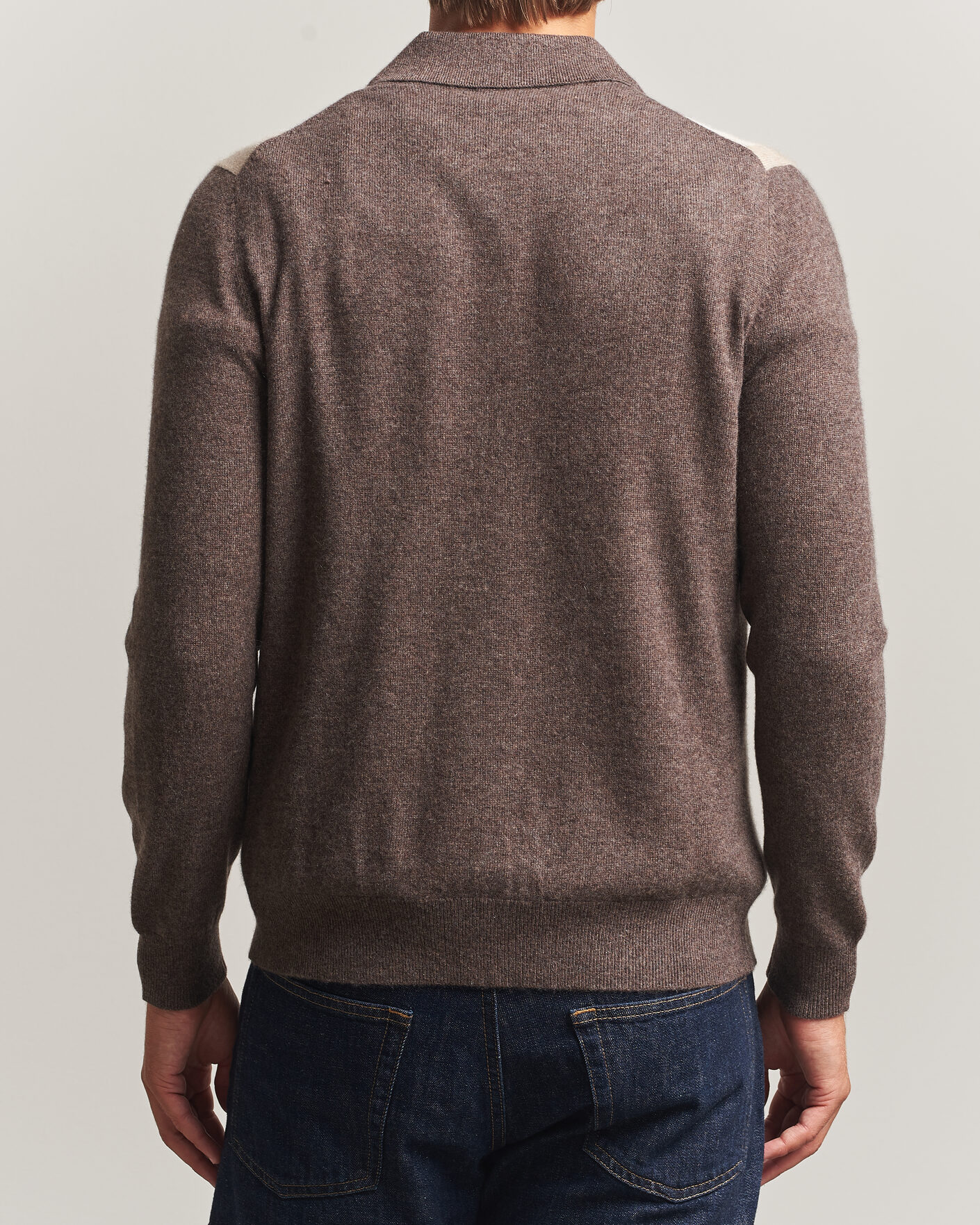 Men | Sweaters & Knitwear | Stenströms | Cashmere Striped Polo Cardigan Brown