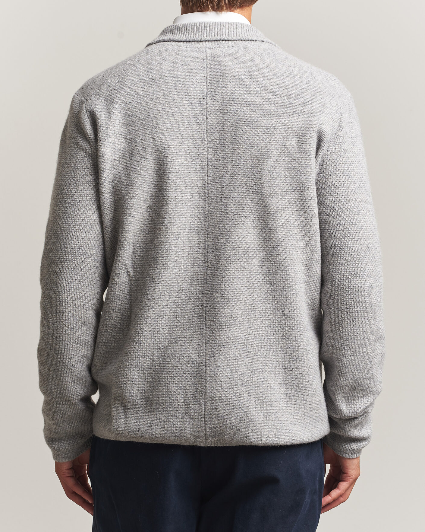 Men | Sweaters & Knitwear | Stenströms | Knitted Yak/Merino Cardigan Blazer Grey