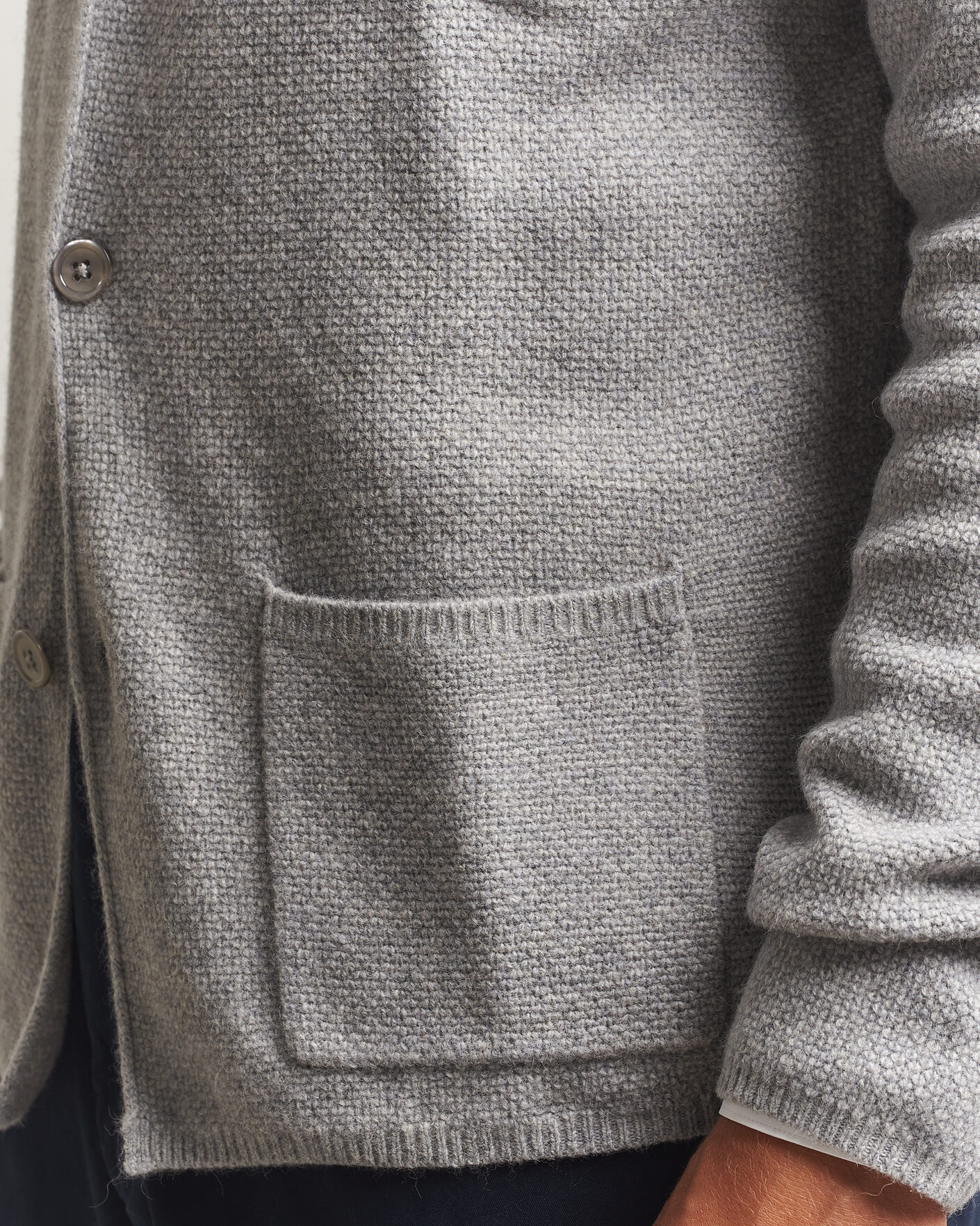 Men | Sweaters & Knitwear | Stenströms | Knitted Yak/Merino Cardigan Blazer Grey