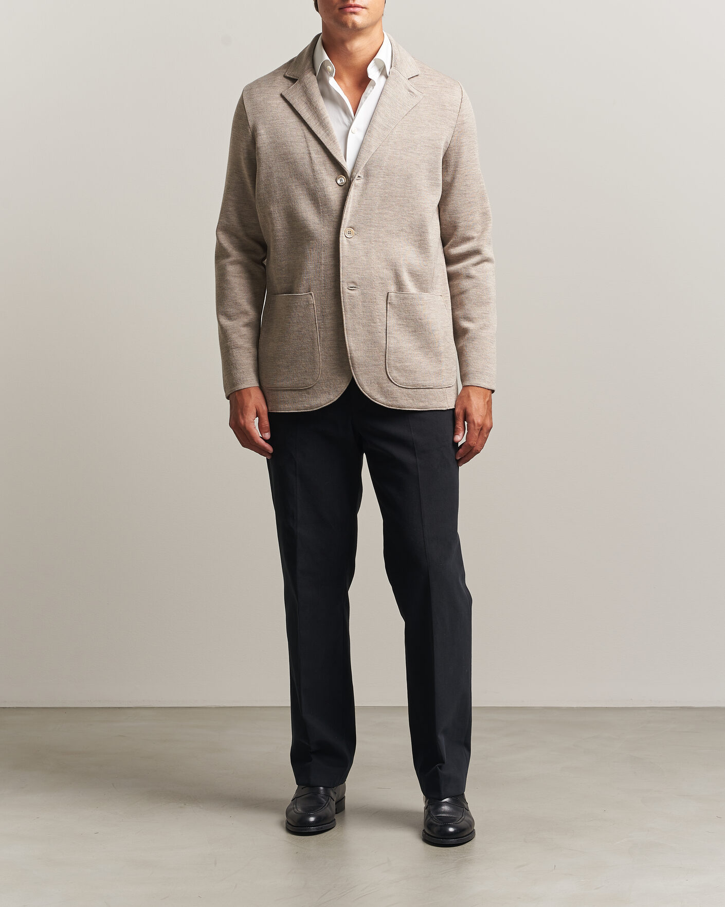 Men | Blazers | Stenströms | Milano Knitted Merino Blazer Beige