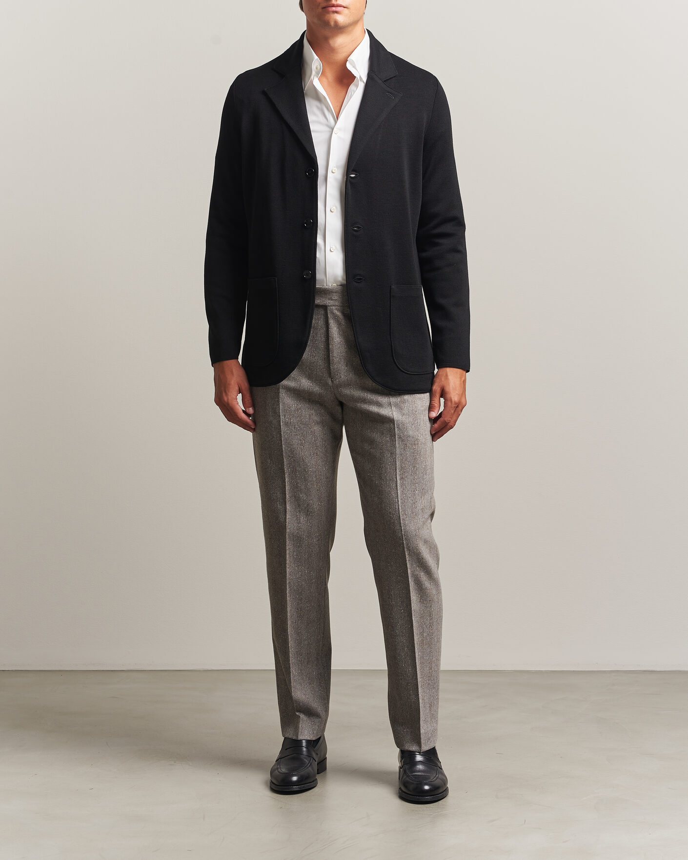 Men | Blazers | Stenströms | Milano Knitted Merino Blazer Black