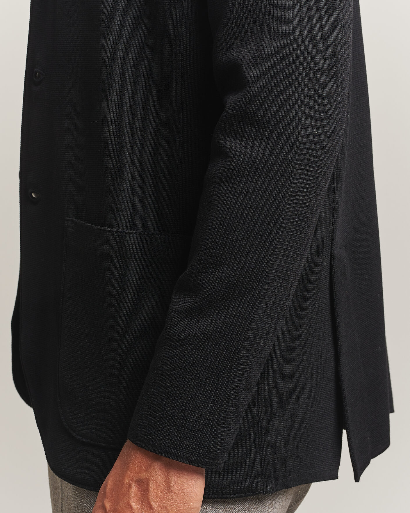 Men | Blazers | Stenströms | Milano Knitted Merino Blazer Black