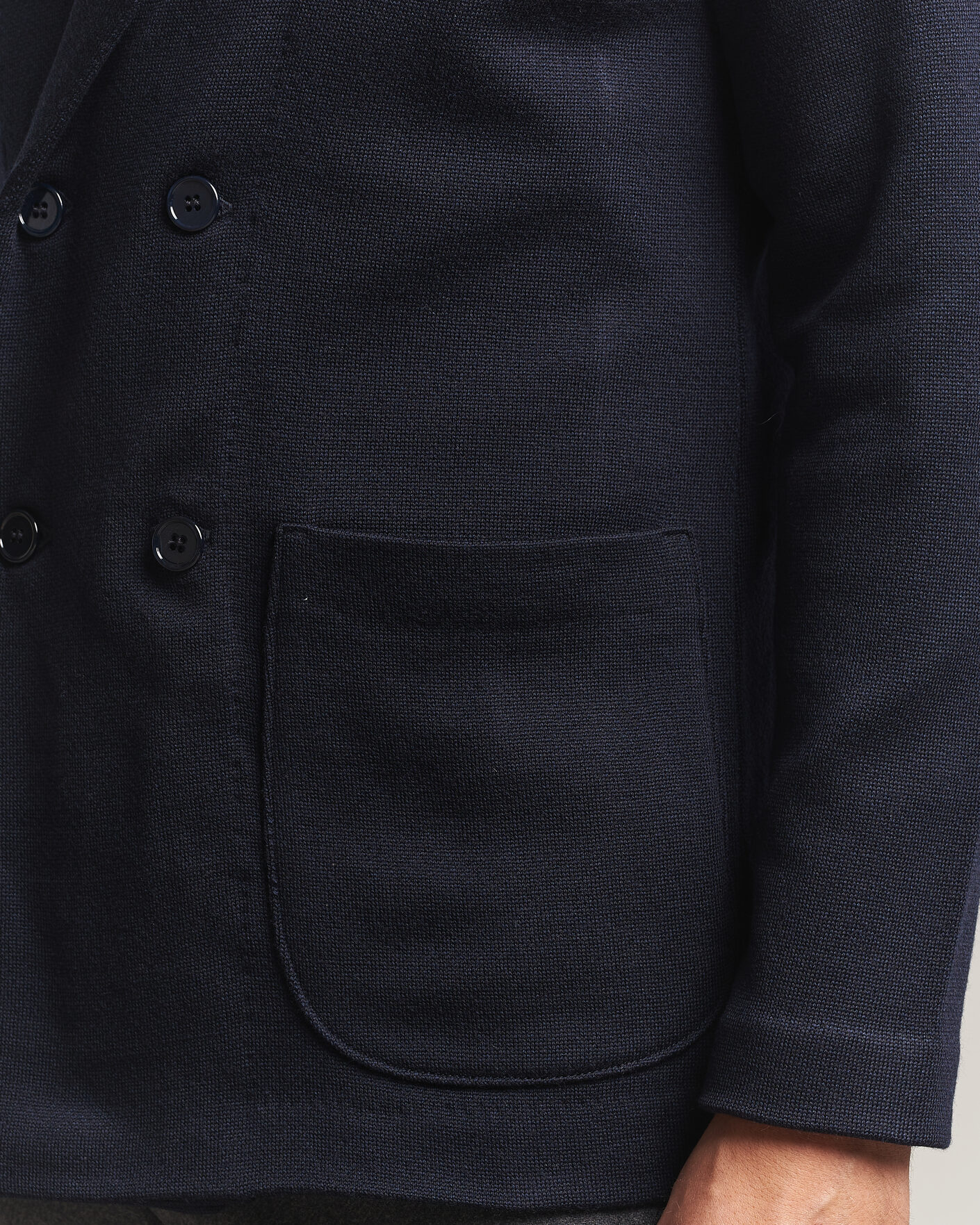 Men | Blazers | Stenströms | Knitted Herringbone DB Wool Blazer Navy