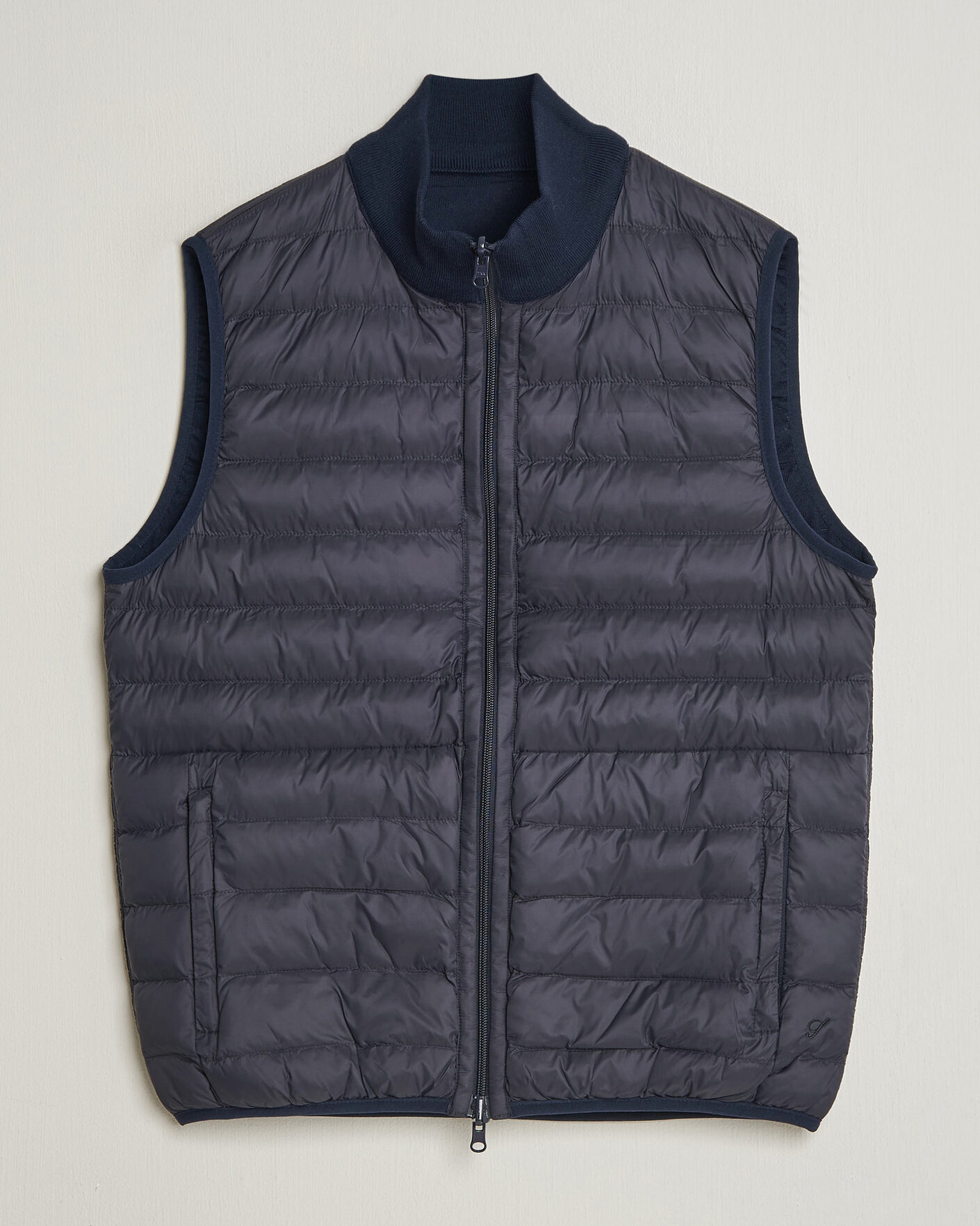 Men | Gilets | Stenströms | Reversible Knitted Merino/Nylon Vest Navy