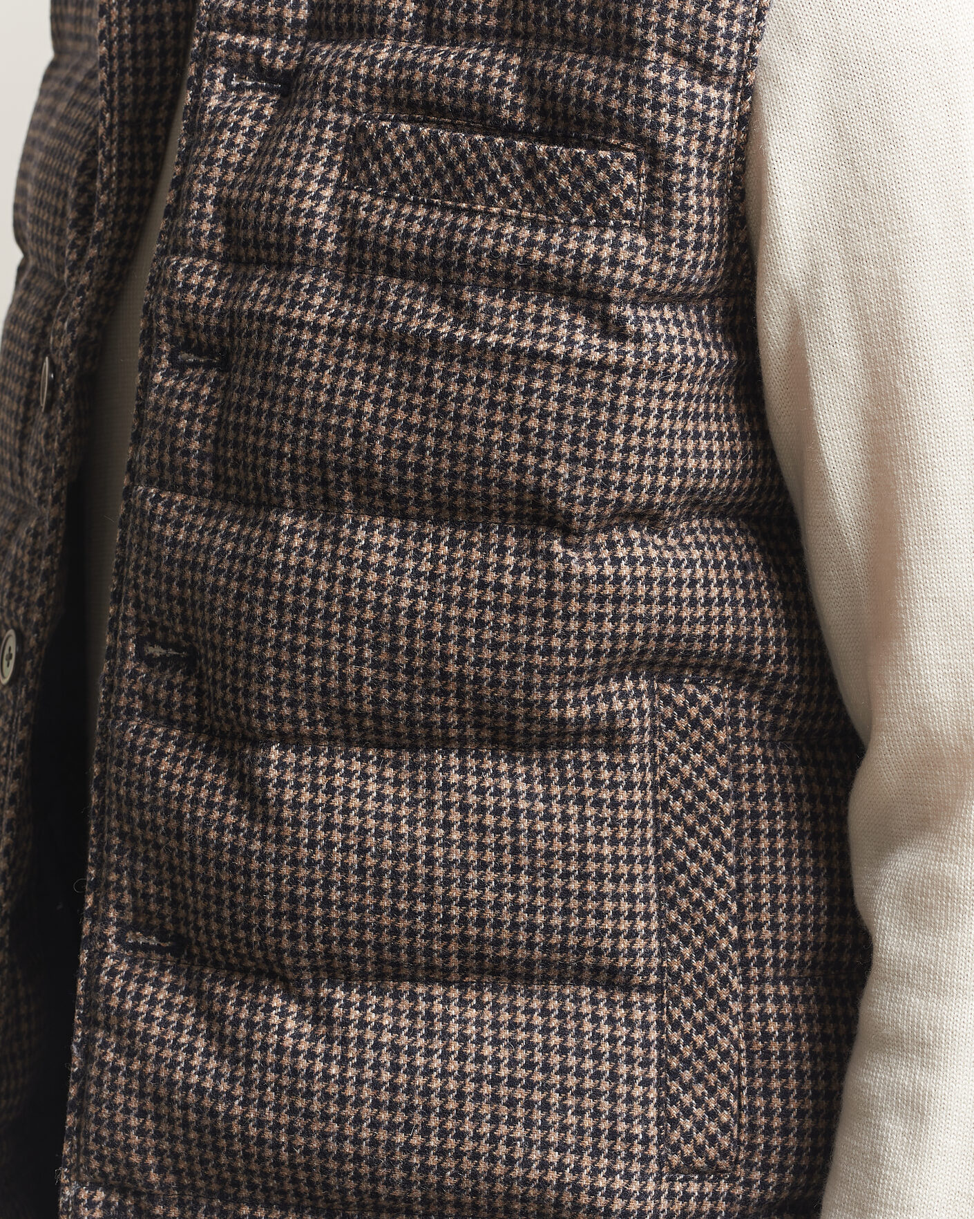 Men | Gilets | Stenströms | Padded Houndstooth Wool Vest Brown