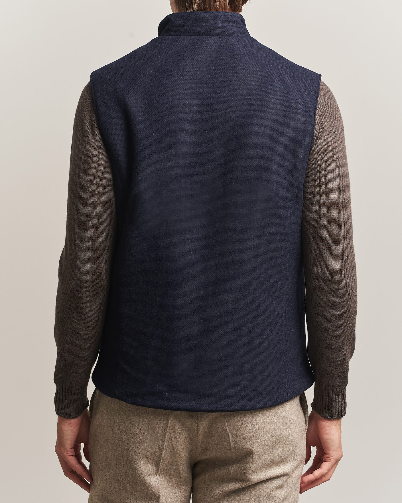 Men | Gilets | Stenströms | Wool Alcantara Detail Light Padded Vest Navy