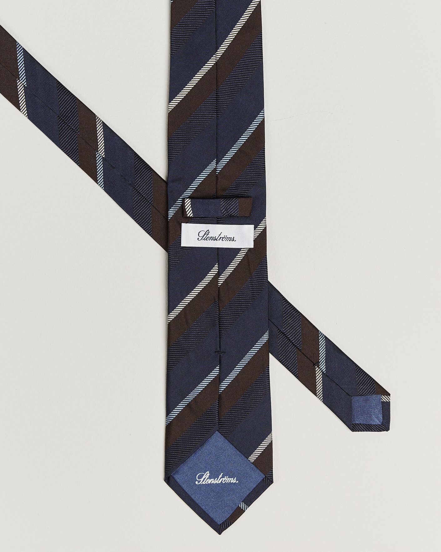 Men | Ties | Stenströms | Regimental Stripe Silk Tie 7,5cm Navy