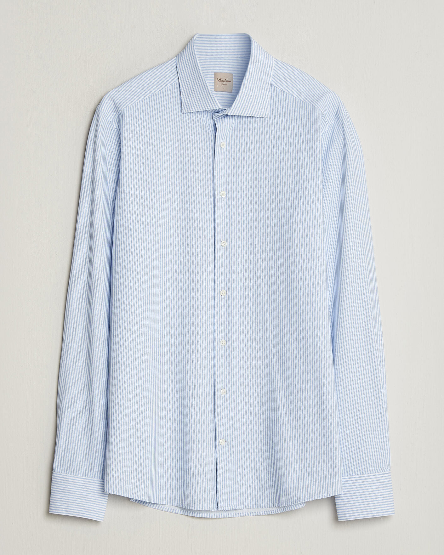 Men | Shirts | Stenströms | Slimline Active Stretch Striped Shirt Light Blue