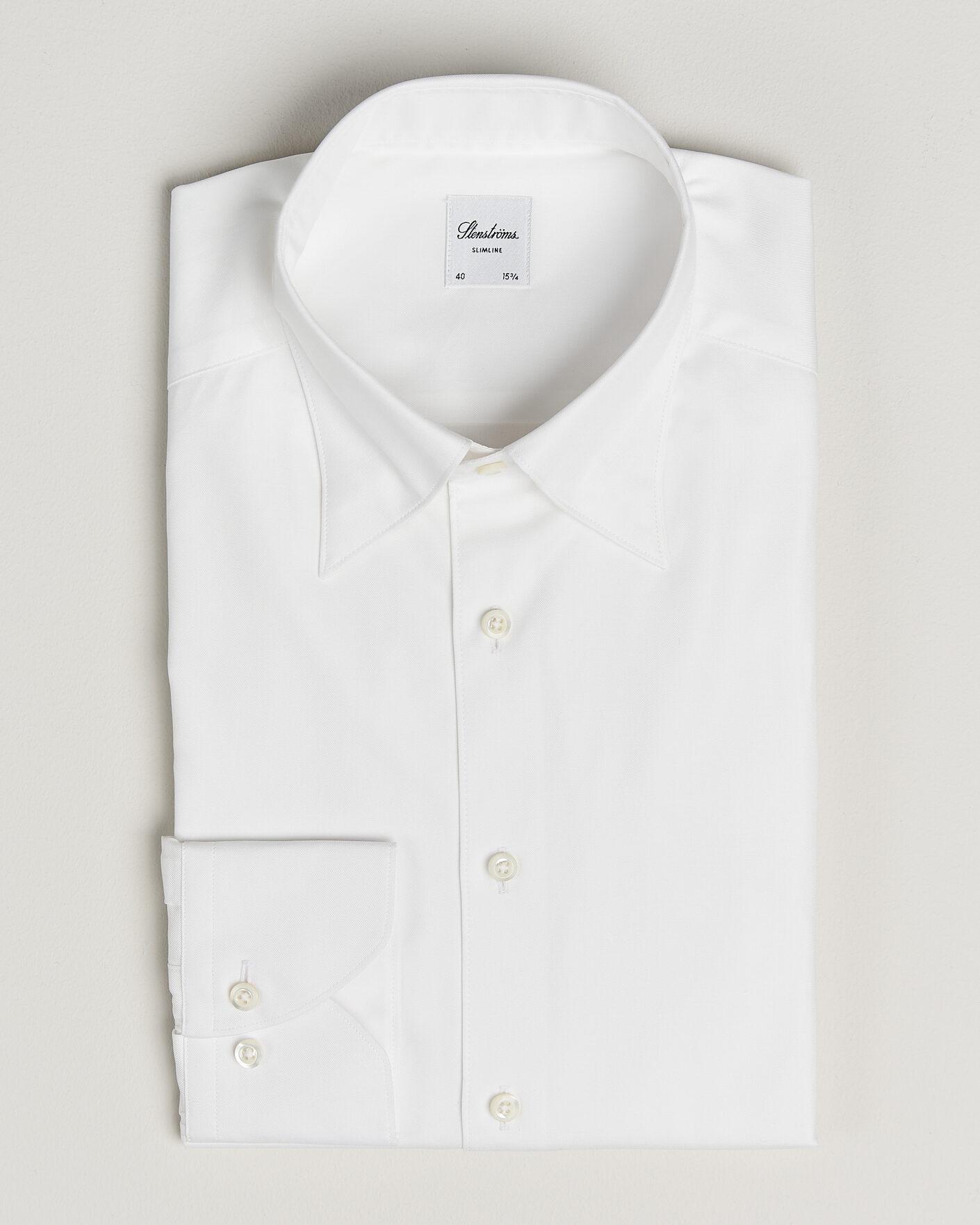 Men | Shirts | Stenströms | Slimline Twofold Cotton Button Under Shirt White