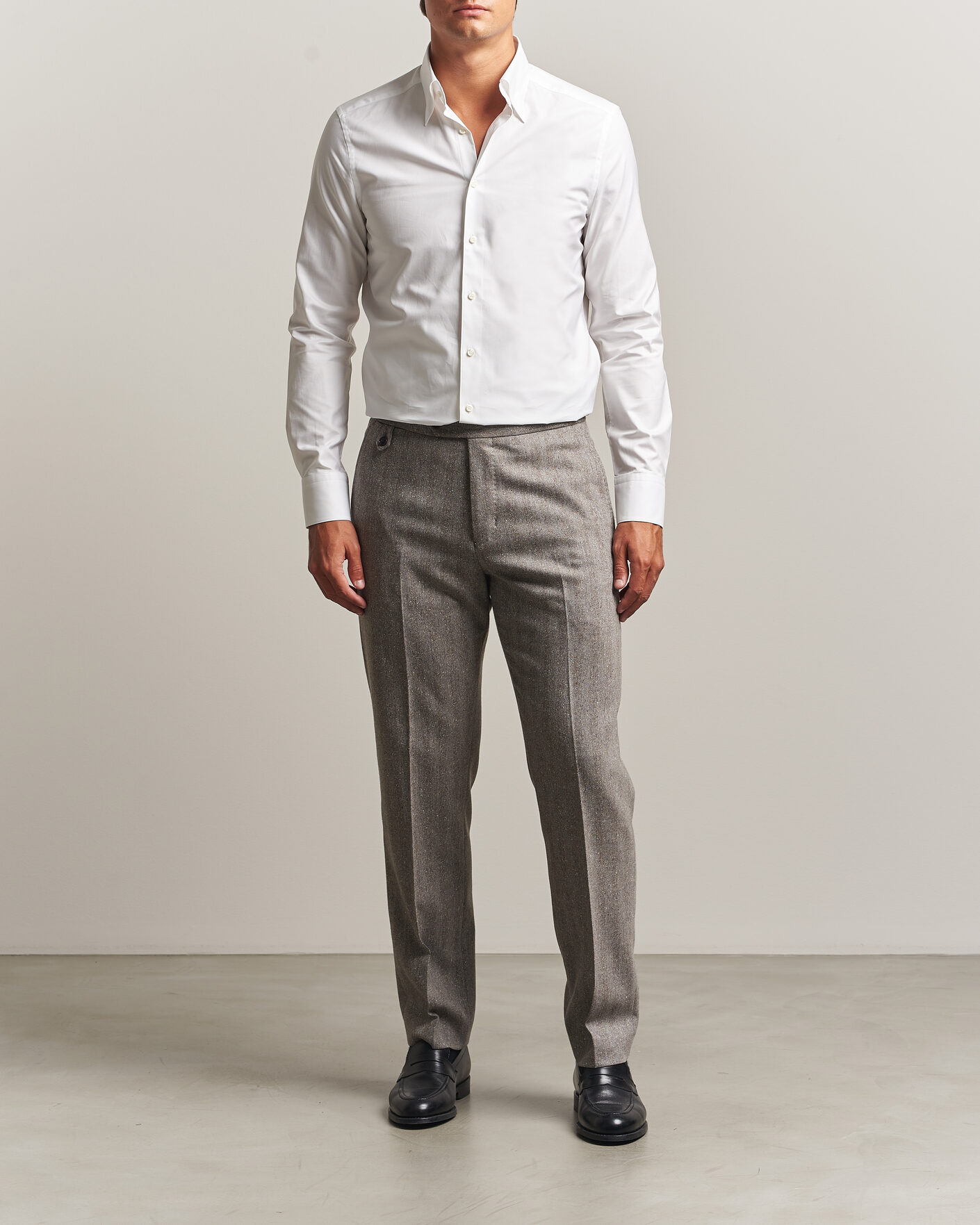Men | Shirts | Stenströms | Slimline Twofold Cotton Button Under Shirt White
