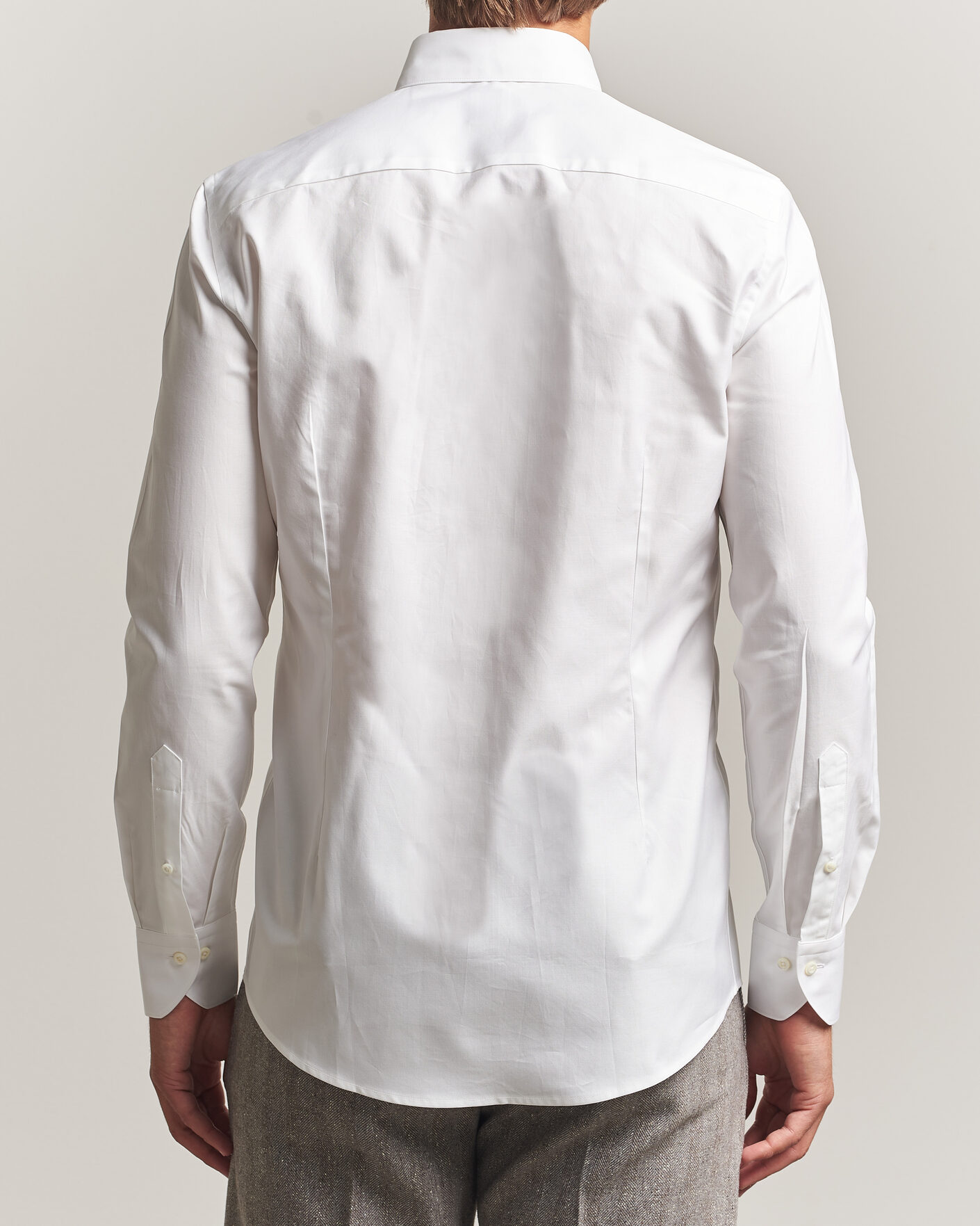 Men | Shirts | Stenströms | Slimline Twofold Cotton Button Under Shirt White