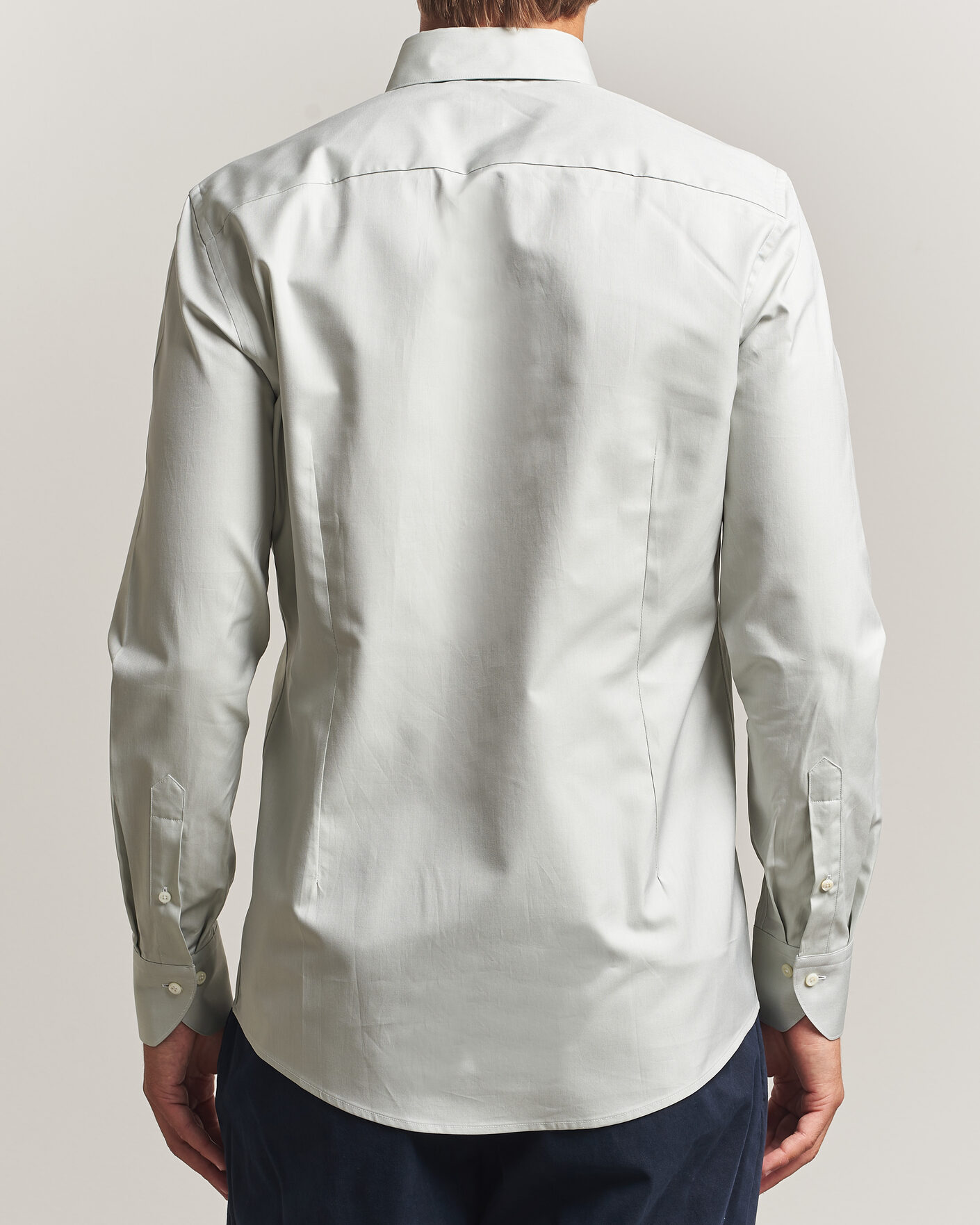 Men | Shirts | Stenströms | Slimline Twofold Cotton Button Under Shirt Green