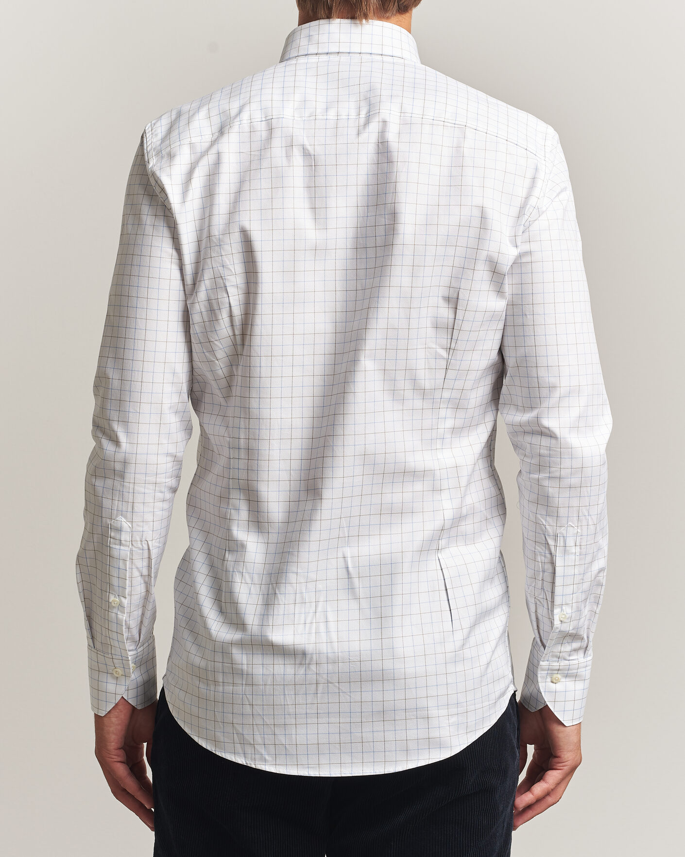 Men | Shirts | Stenströms | Slimline Oxford Tattersall Shirt White