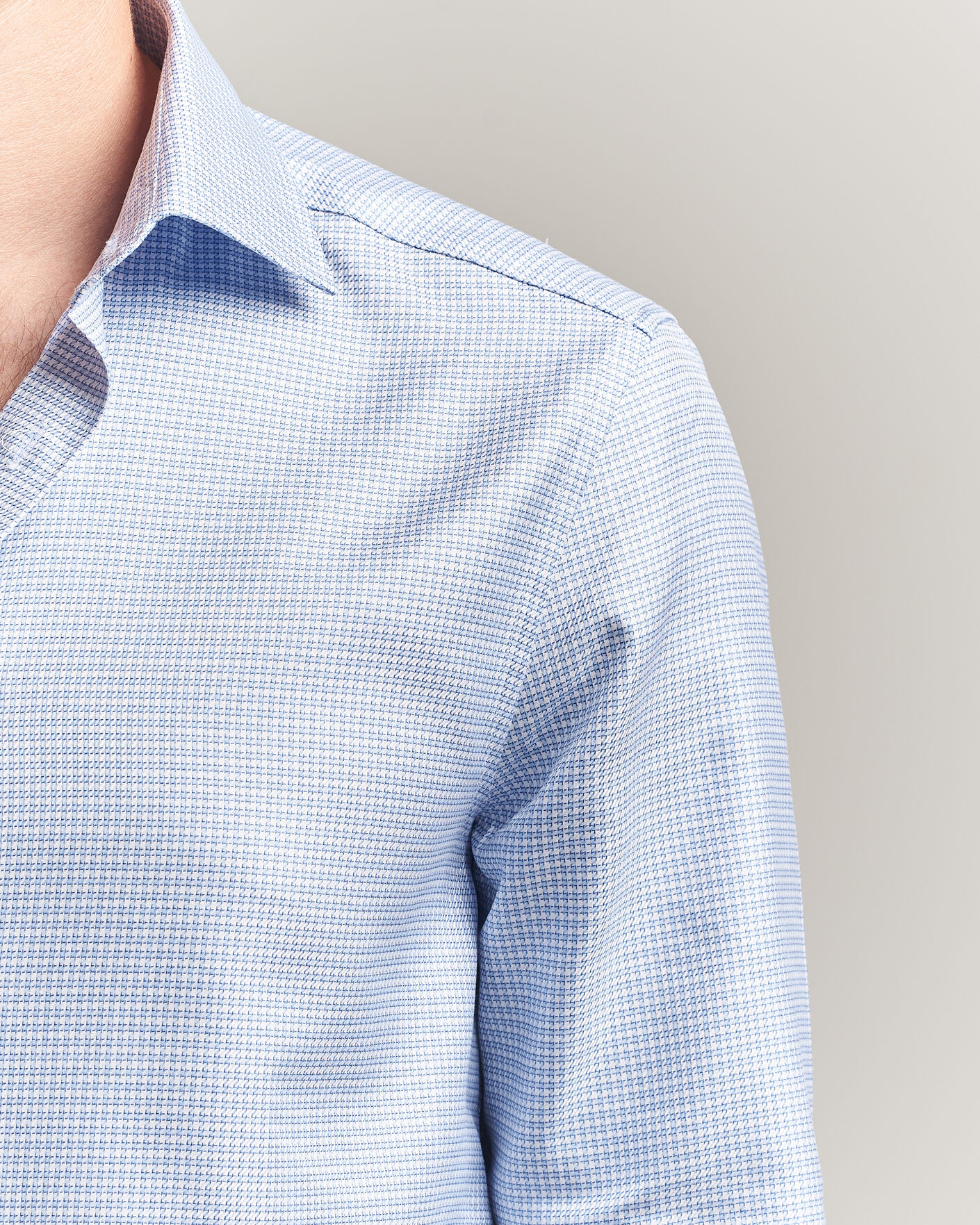Men | Shirts | Stenströms | Slimline Twofold Houndstooth Shirt Blue