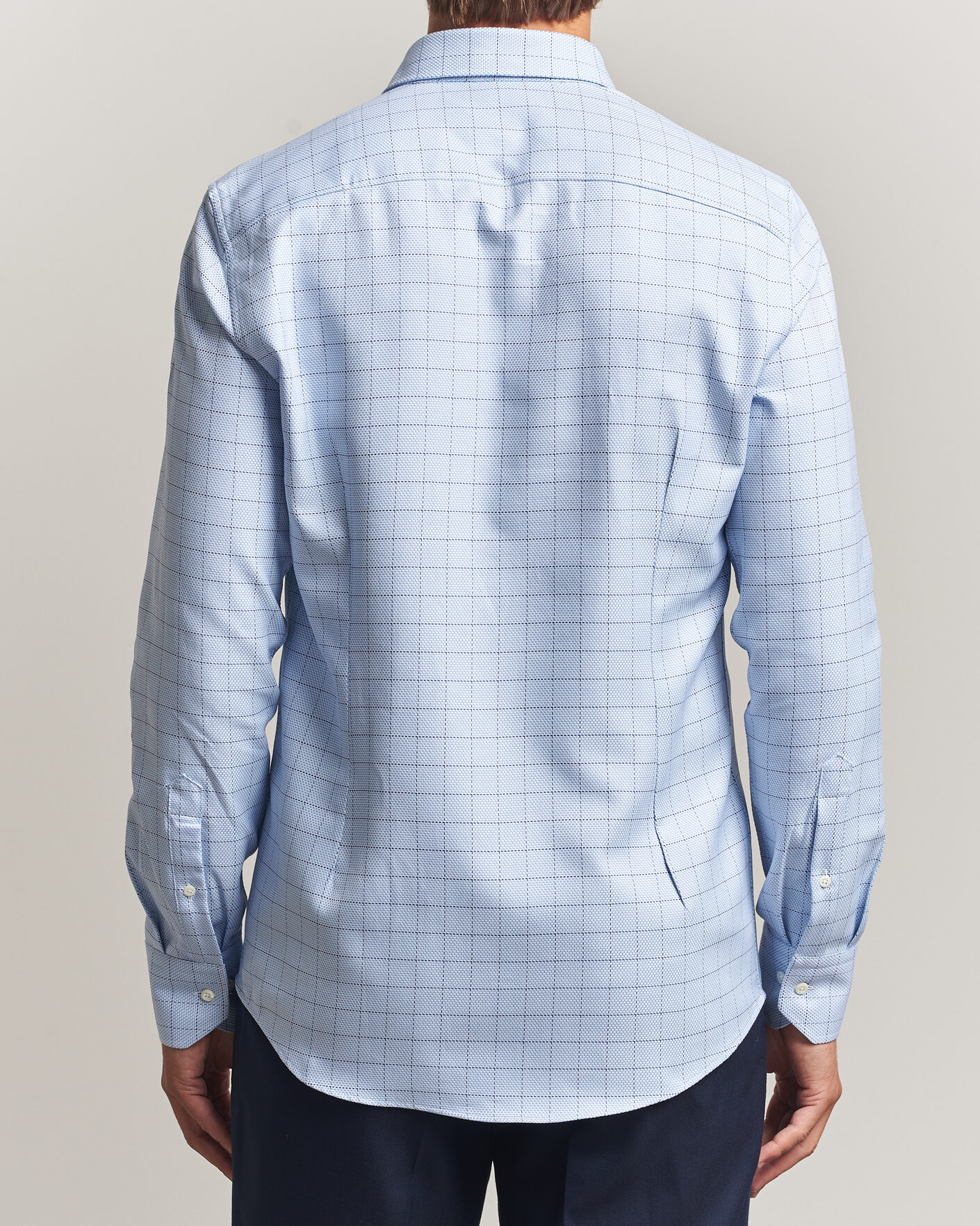 Men | Shirts | Stenströms | Slimline Twofold Structure Check Shirt Blue