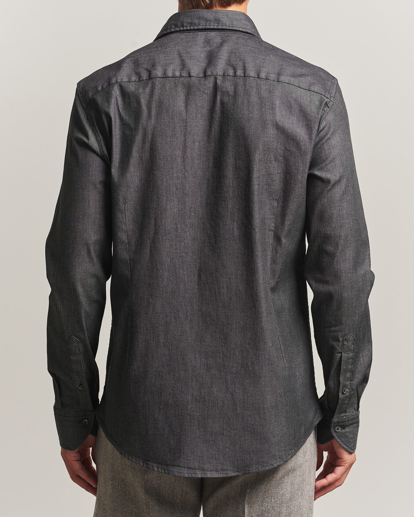 Men | Shirts | Stenströms | Slimline Garment Washed Shirt Black Denim