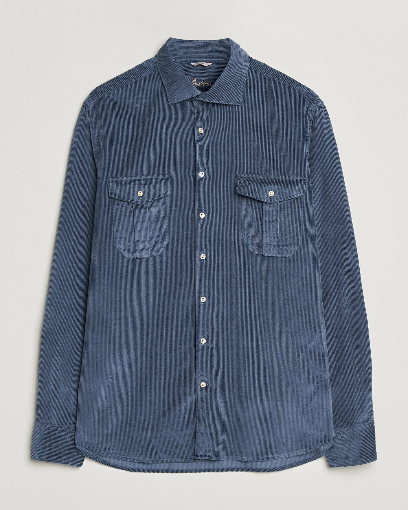 Men | Shirts | Stenströms | Regular Fit Cord Pocket Shirt Blue