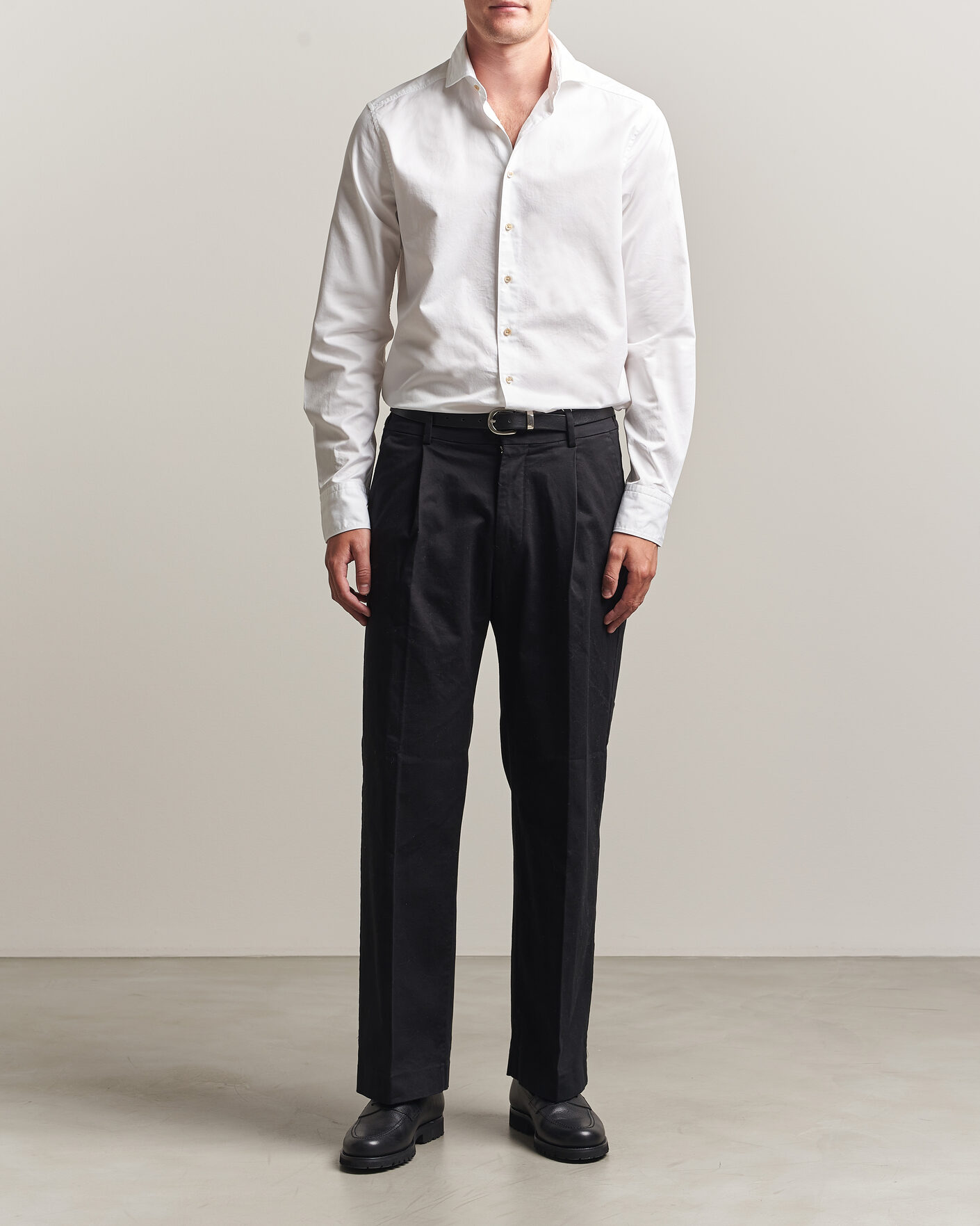 Men | Shirts | Stenströms | Slimline Washed Cotton Twill Cut Away Shirt White