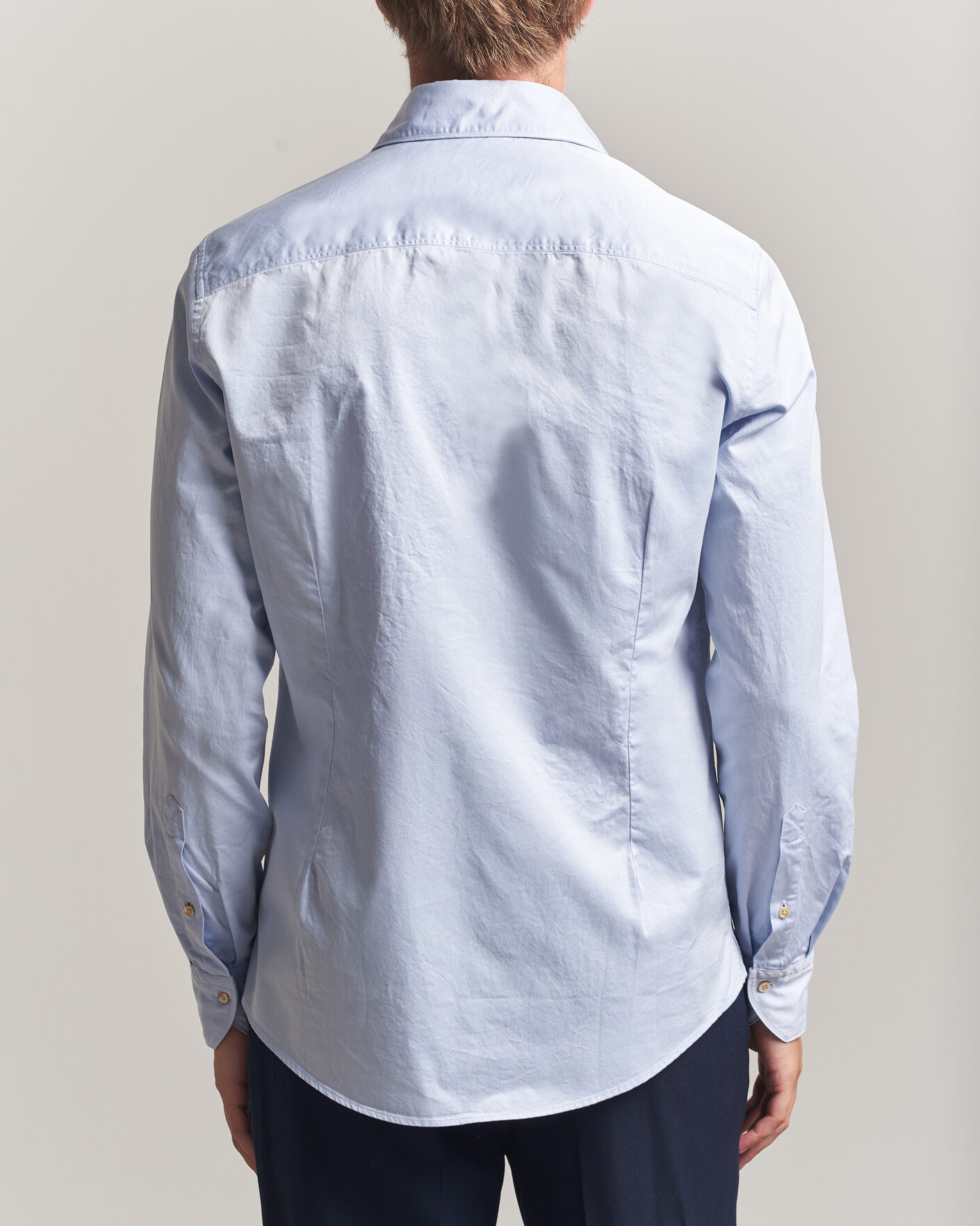 Men | Shirts | Stenströms | Slimline Washed Cotton Twill Cut Away Shirt Blue
