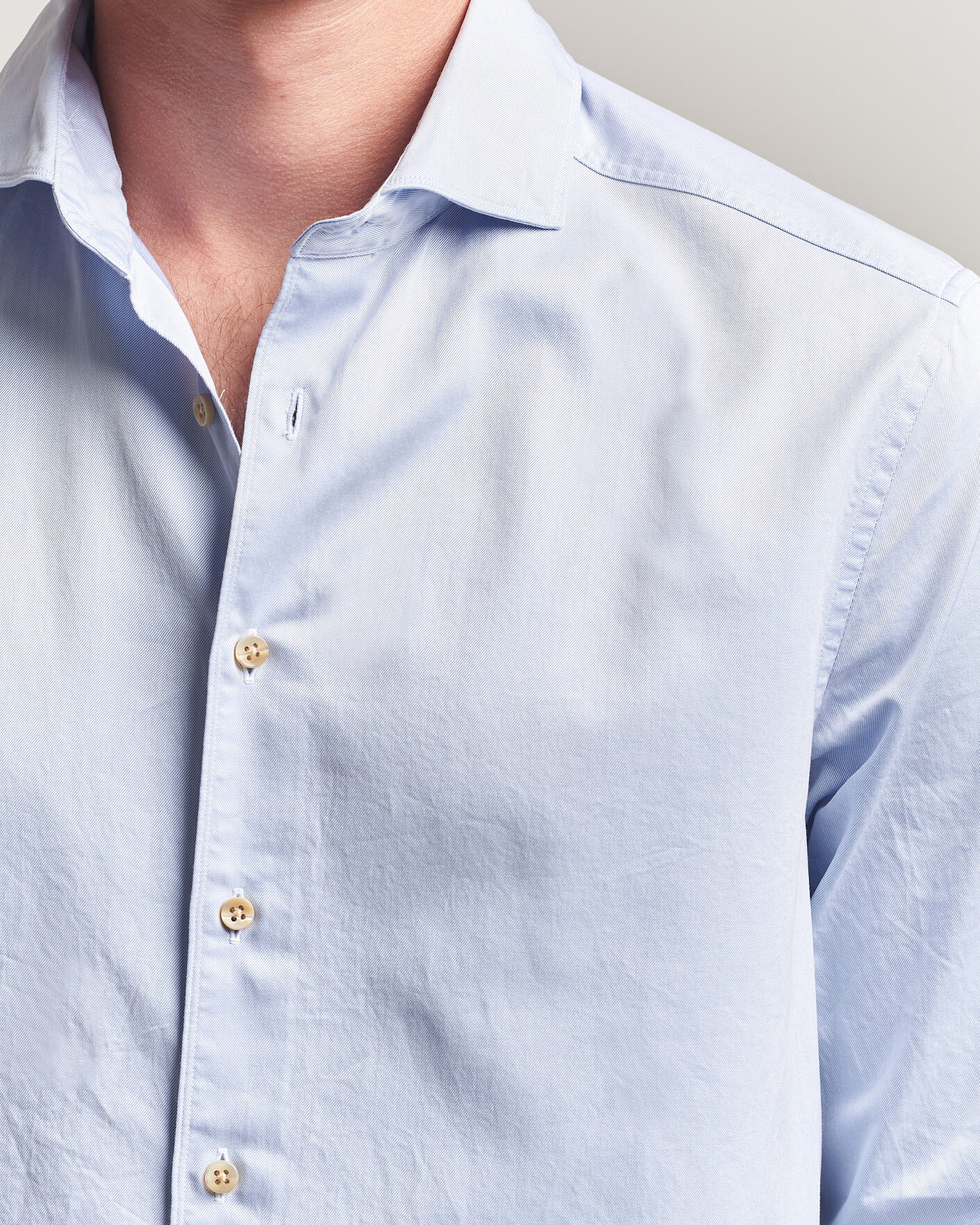 Men | Shirts | Stenströms | Slimline Washed Cotton Twill Cut Away Shirt Blue