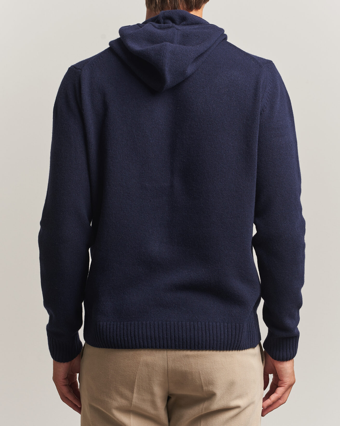 Men | Sweaters & Knitwear | Stenströms | Brushed Merino Hood Navy