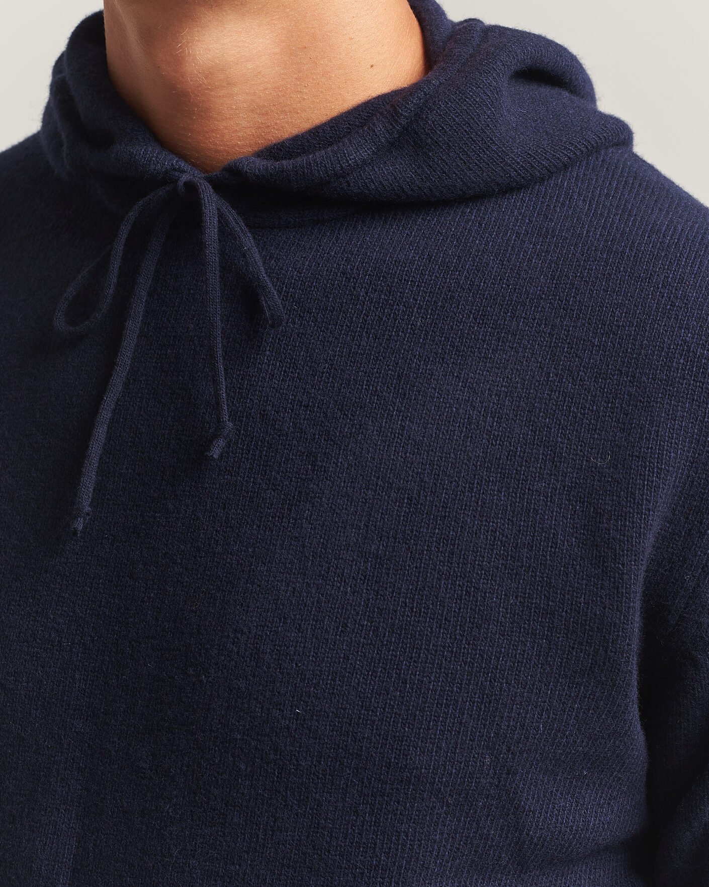 Men | Sweaters & Knitwear | Stenströms | Brushed Merino Hood Navy