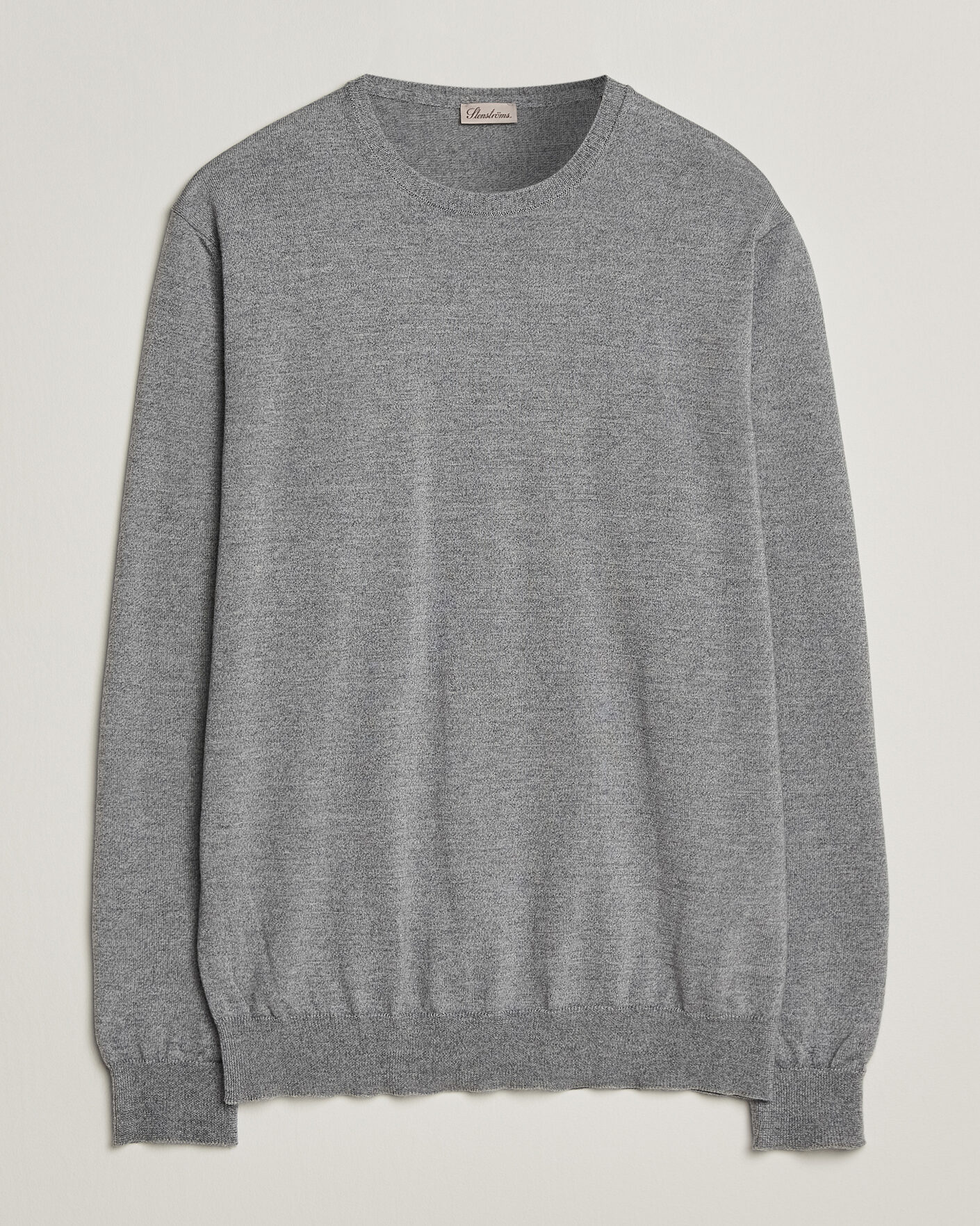 Men | Sweaters & Knitwear | Stenströms | Merino Crew Neck Grey Mouline