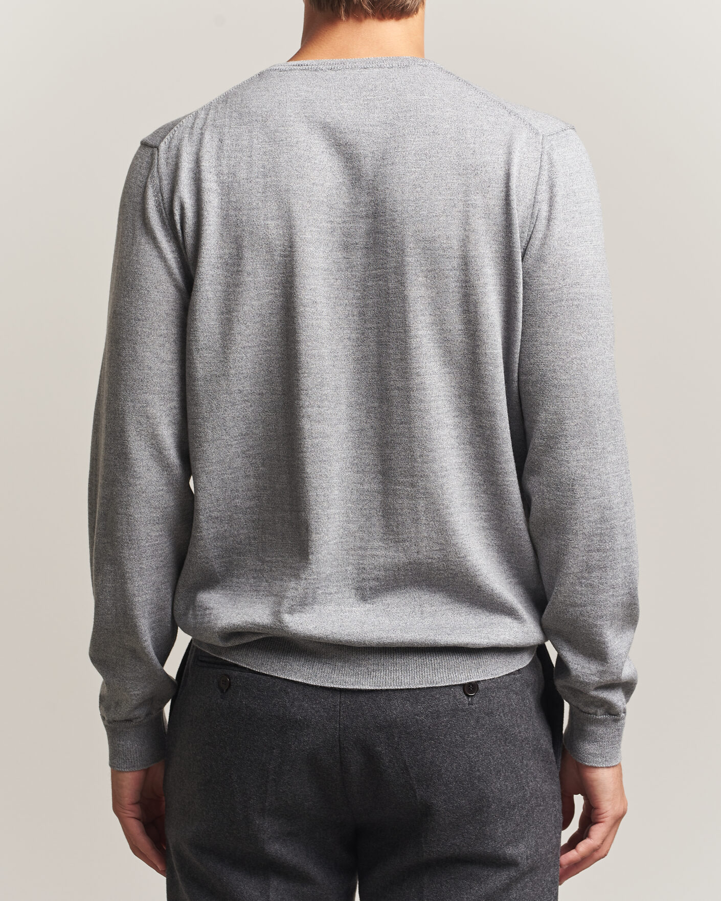 Men | Sweaters & Knitwear | Stenströms | Merino Crew Neck Grey Mouline