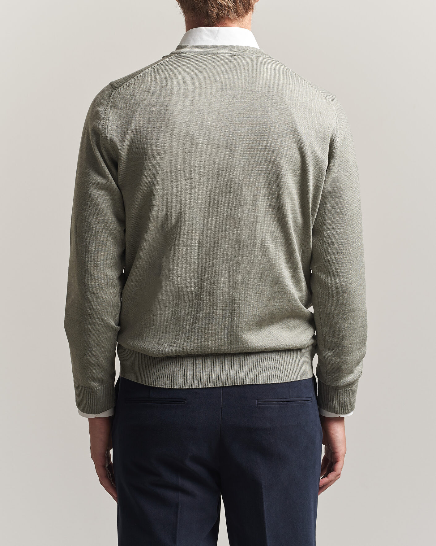 Men | Sweaters & Knitwear | Stenströms | Merino Cardigan Green/Grey