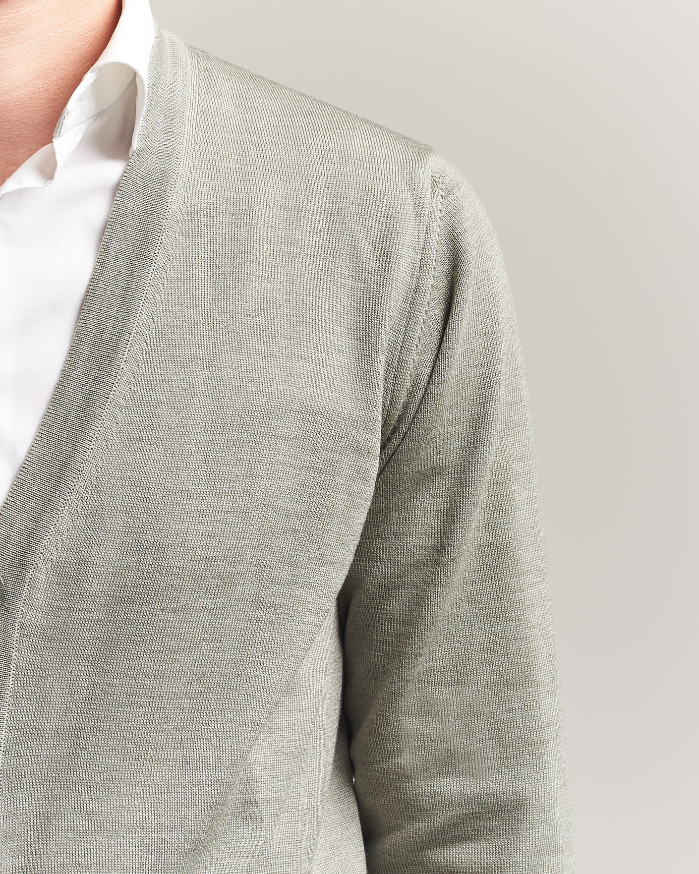 Men | Sweaters & Knitwear | Stenströms | Merino Cardigan Green/Grey