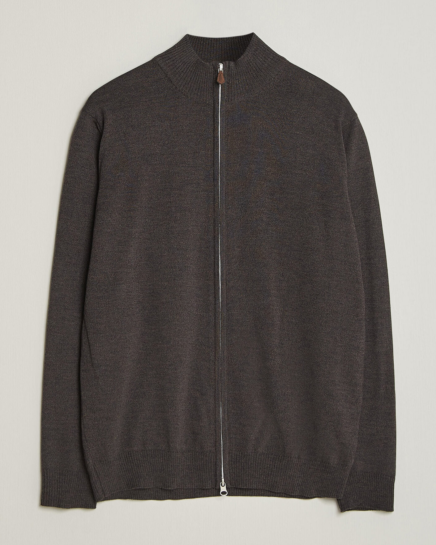 Men | Sweaters & Knitwear | Stenströms | Merino Full Zip Dark Brown