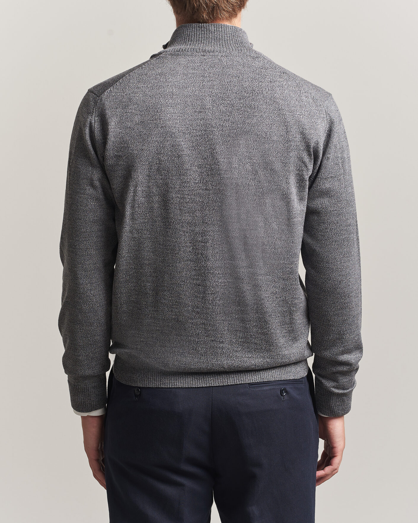 Men | Sweaters & Knitwear | Stenströms | Merino Full Zip Grey