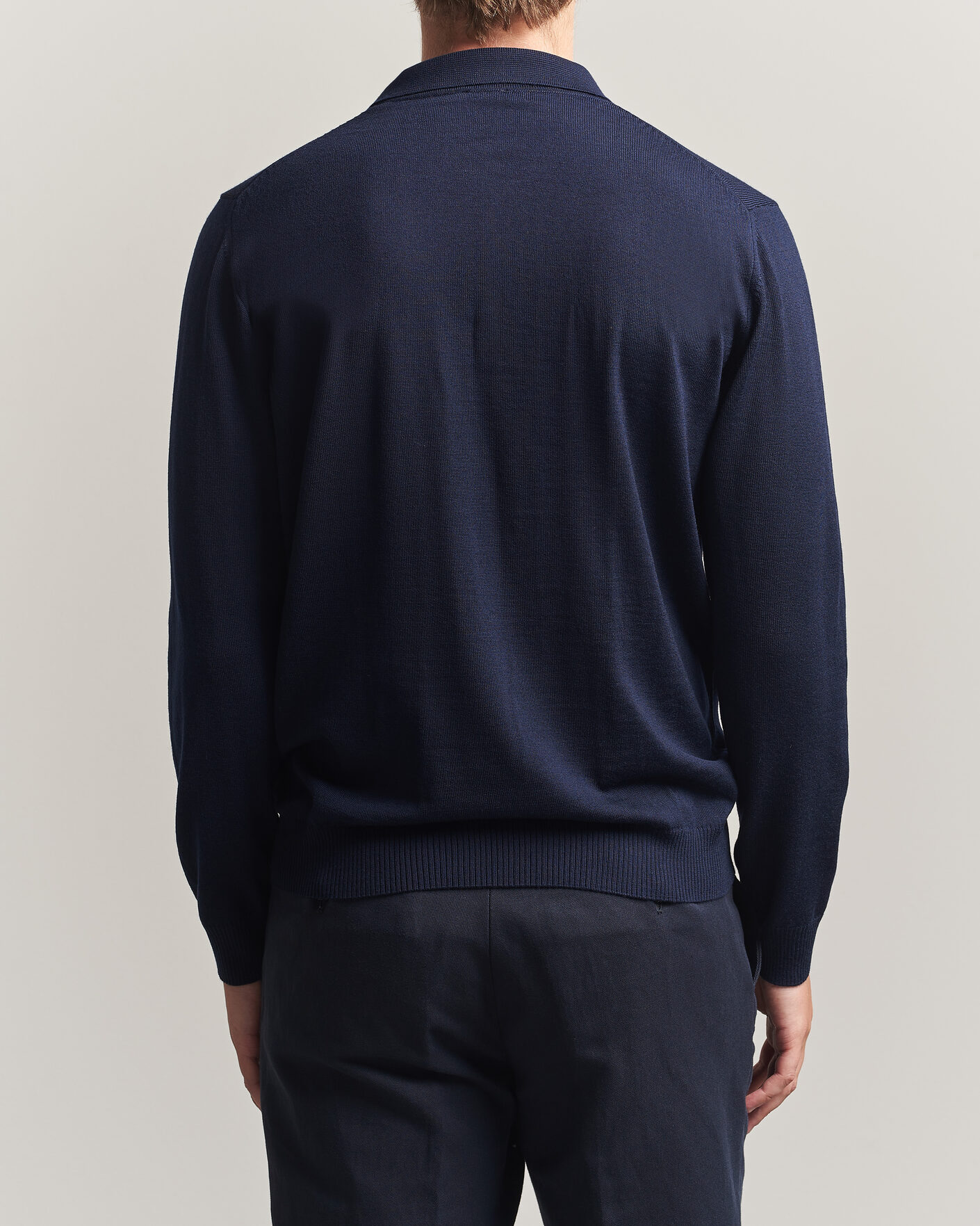 Men | Sweaters & Knitwear | Stenströms | Merino Polo Navy