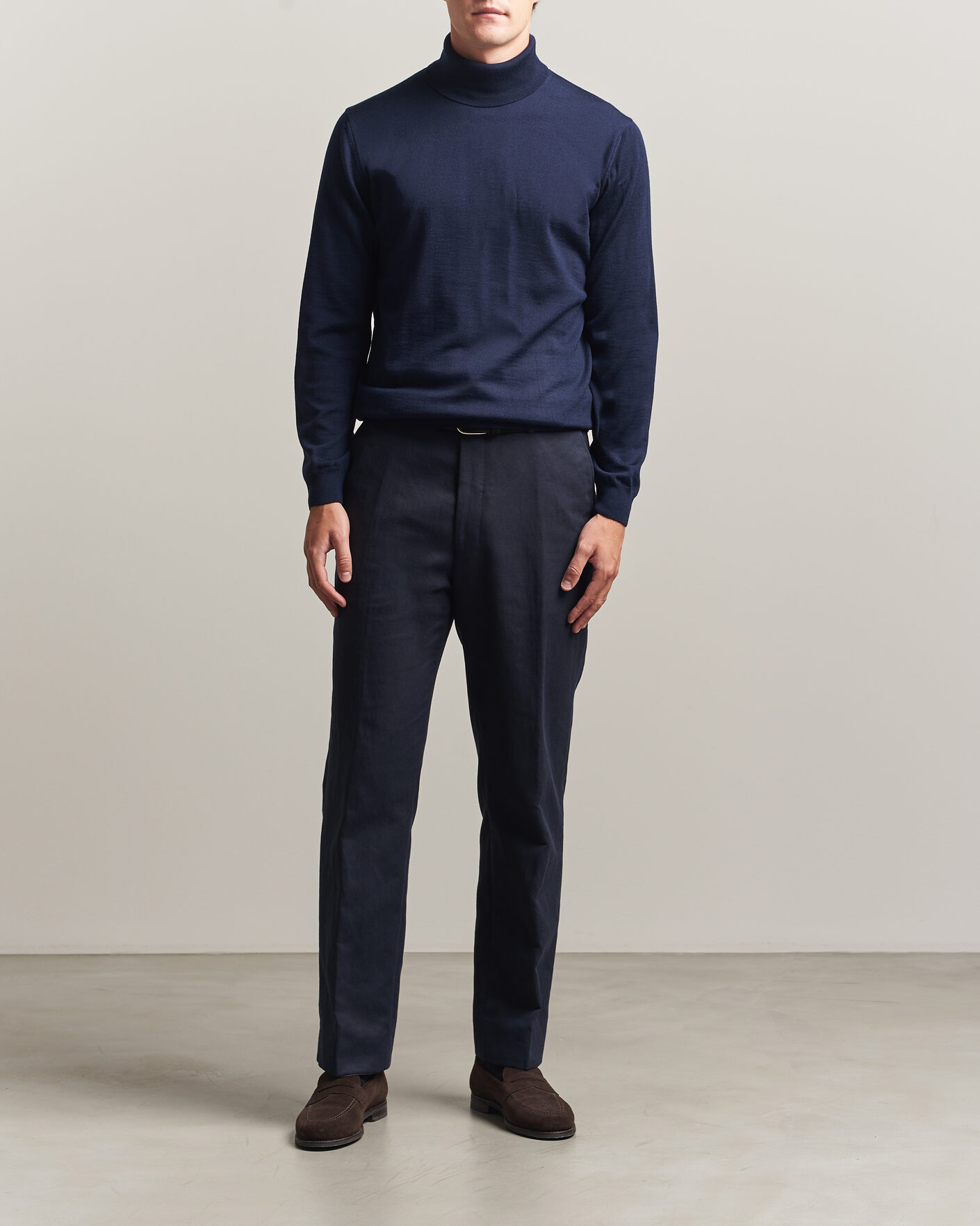 Men | Sweaters & Knitwear | Stenströms | Merino Rollneck Navy