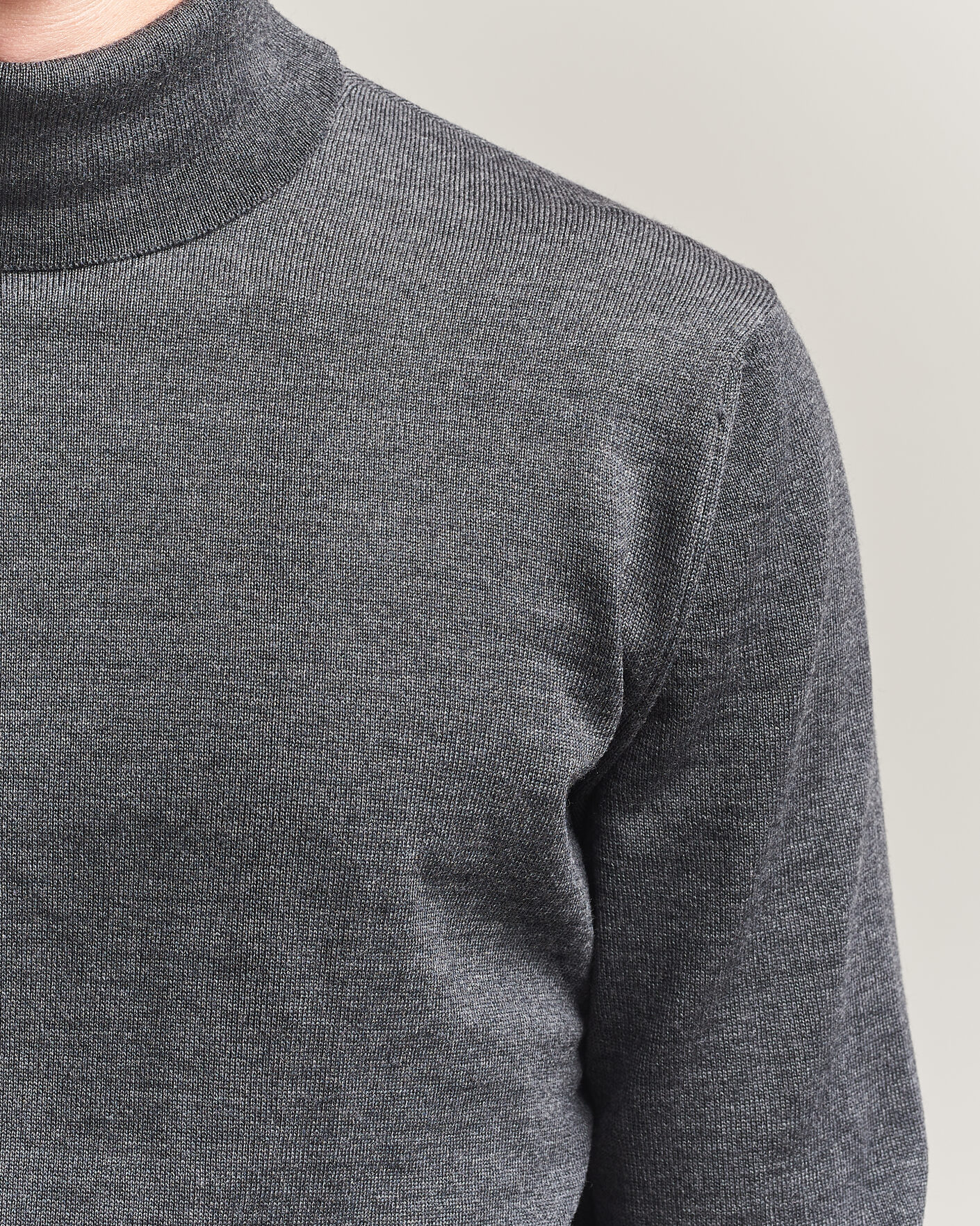 Men | Sweaters & Knitwear | Stenströms | Merino Rollneck Dark Grey