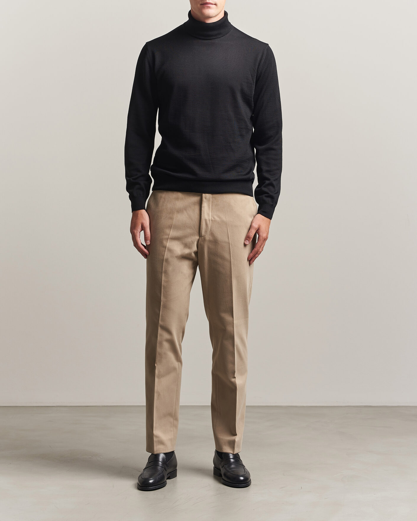 Men | Sweaters & Knitwear | Stenströms | Merino Rollneck Black