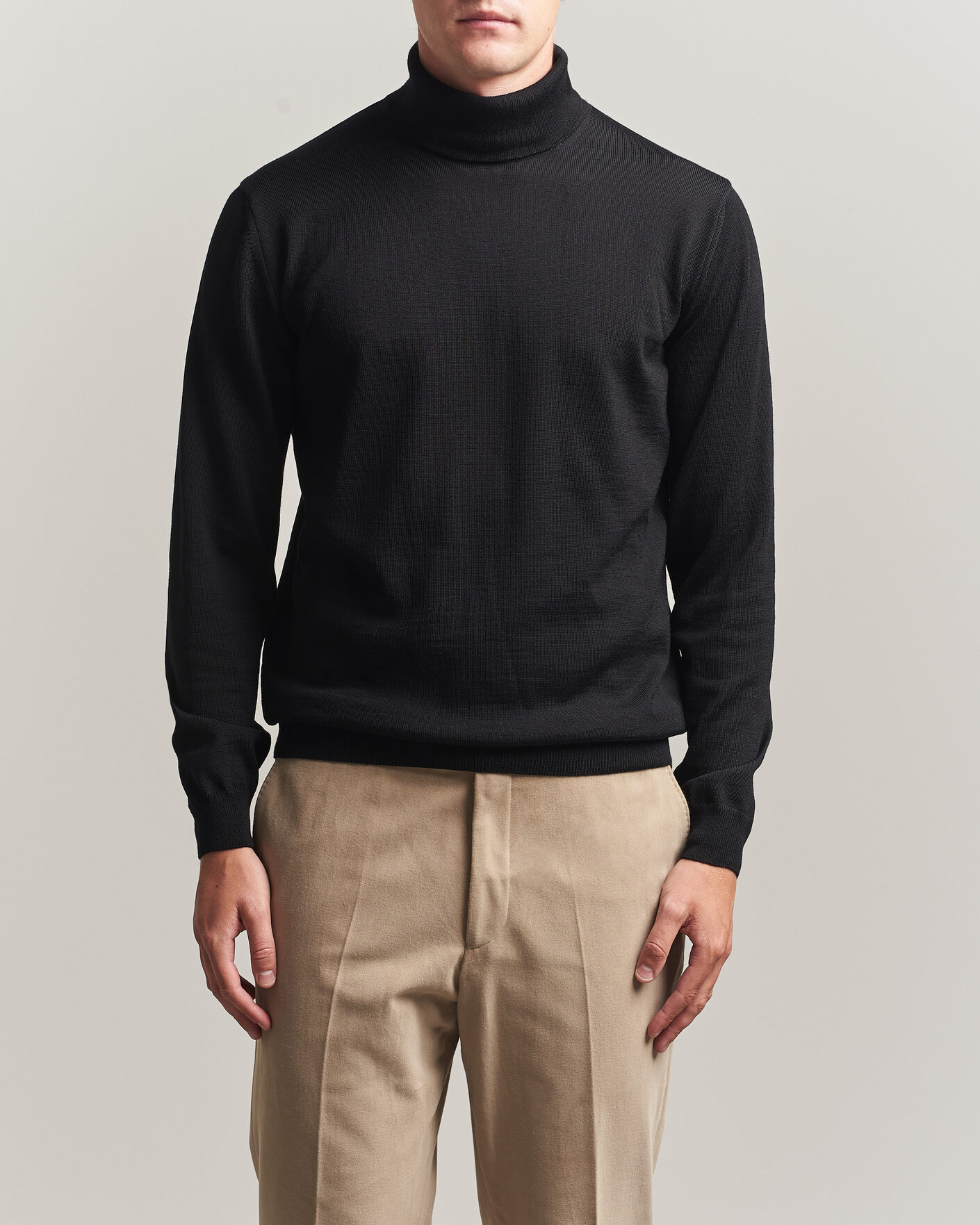 Men | Sweaters & Knitwear | Stenströms | Merino Rollneck Black