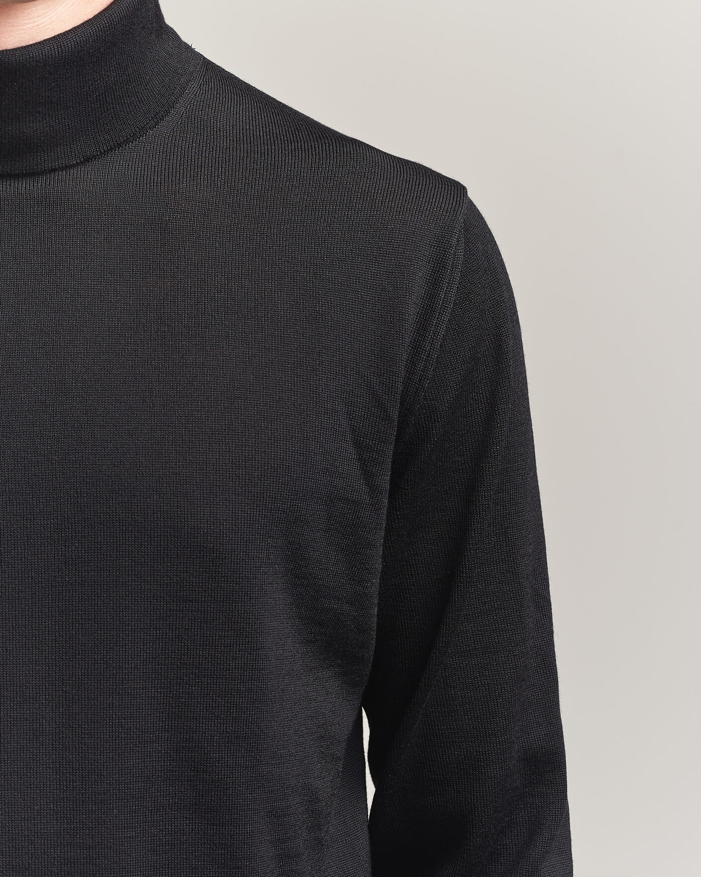 Men | Sweaters & Knitwear | Stenströms | Merino Rollneck Black