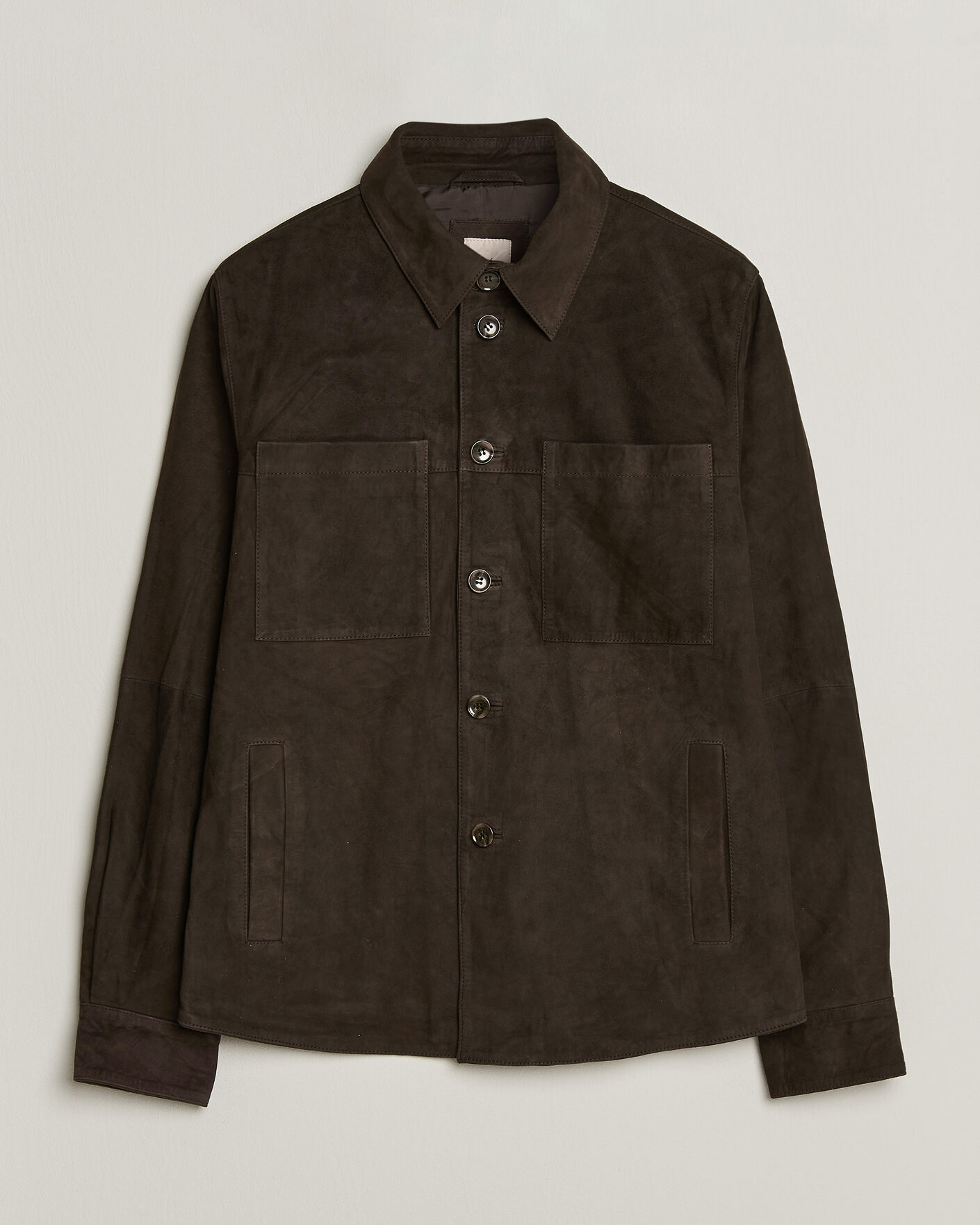 Men | Shirts | Stenströms | Goat Suede Overshirt Dark Brown