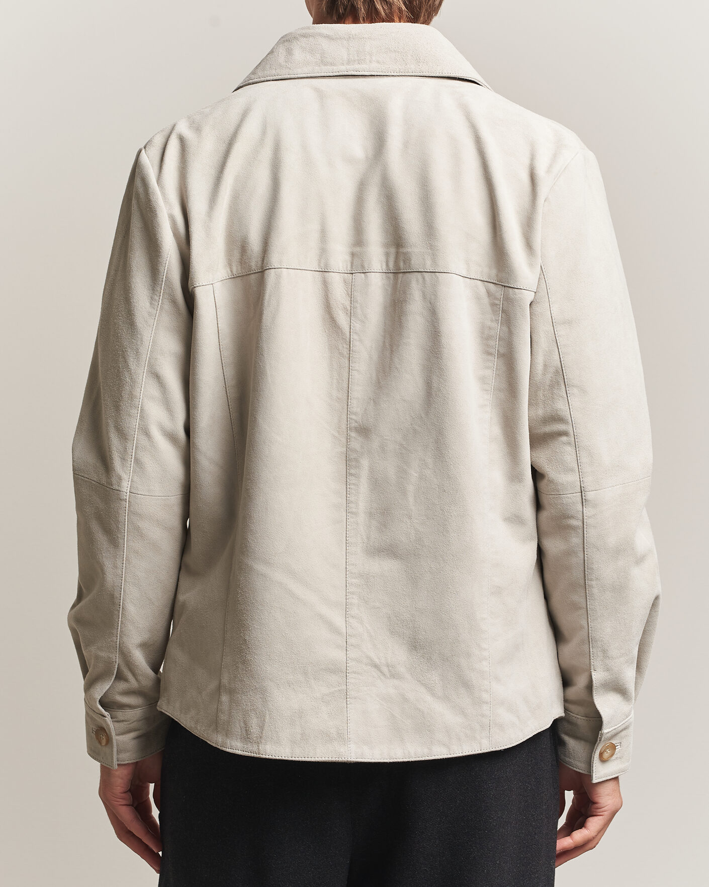 Men | Shirts | Stenströms | Goat Suede Overshirt Light Grey