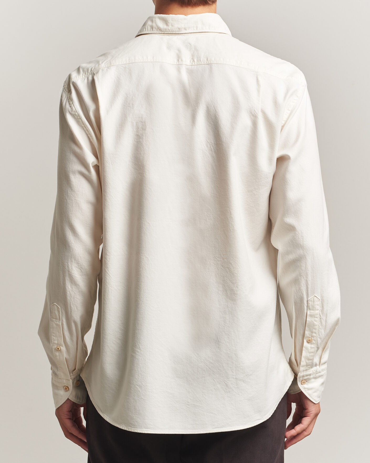 Men | Shirts | Stenströms | Regular Fit Cut Away Flannel Shirt Off White