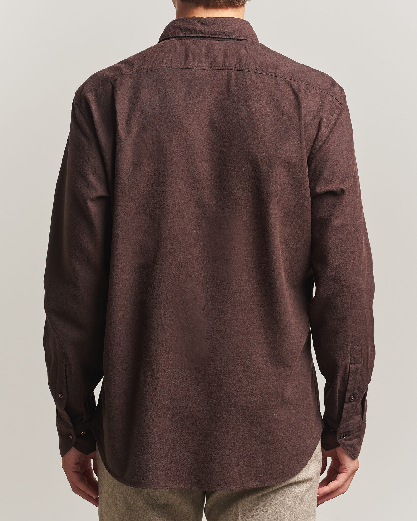 Men | Shirts | Stenströms | Regular Fit Cut Away Flannel Shirt Brown