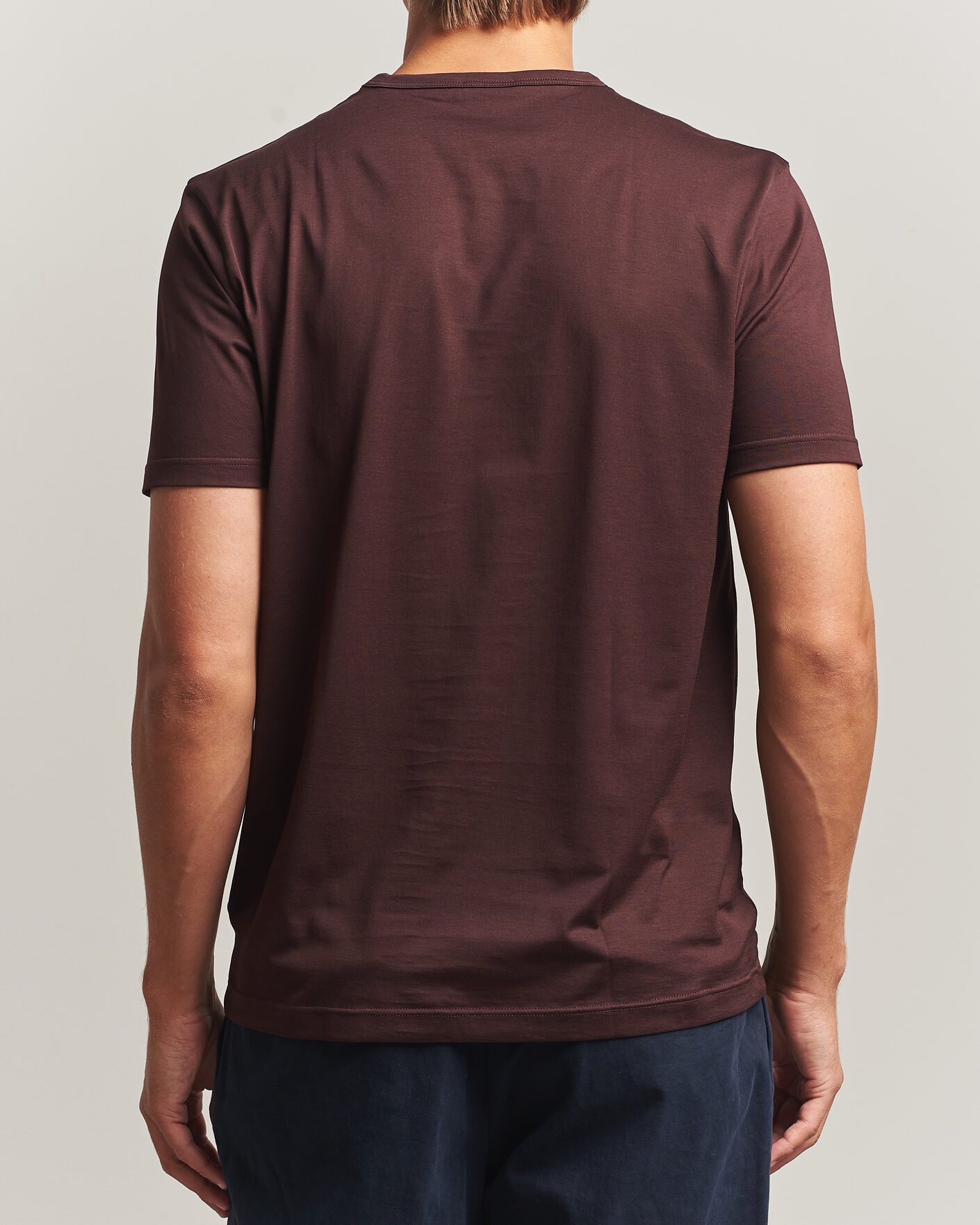 Men | T-Shirts | Sunspel | Crew Neck Q82 Cotton T-Shirt Dark Brown