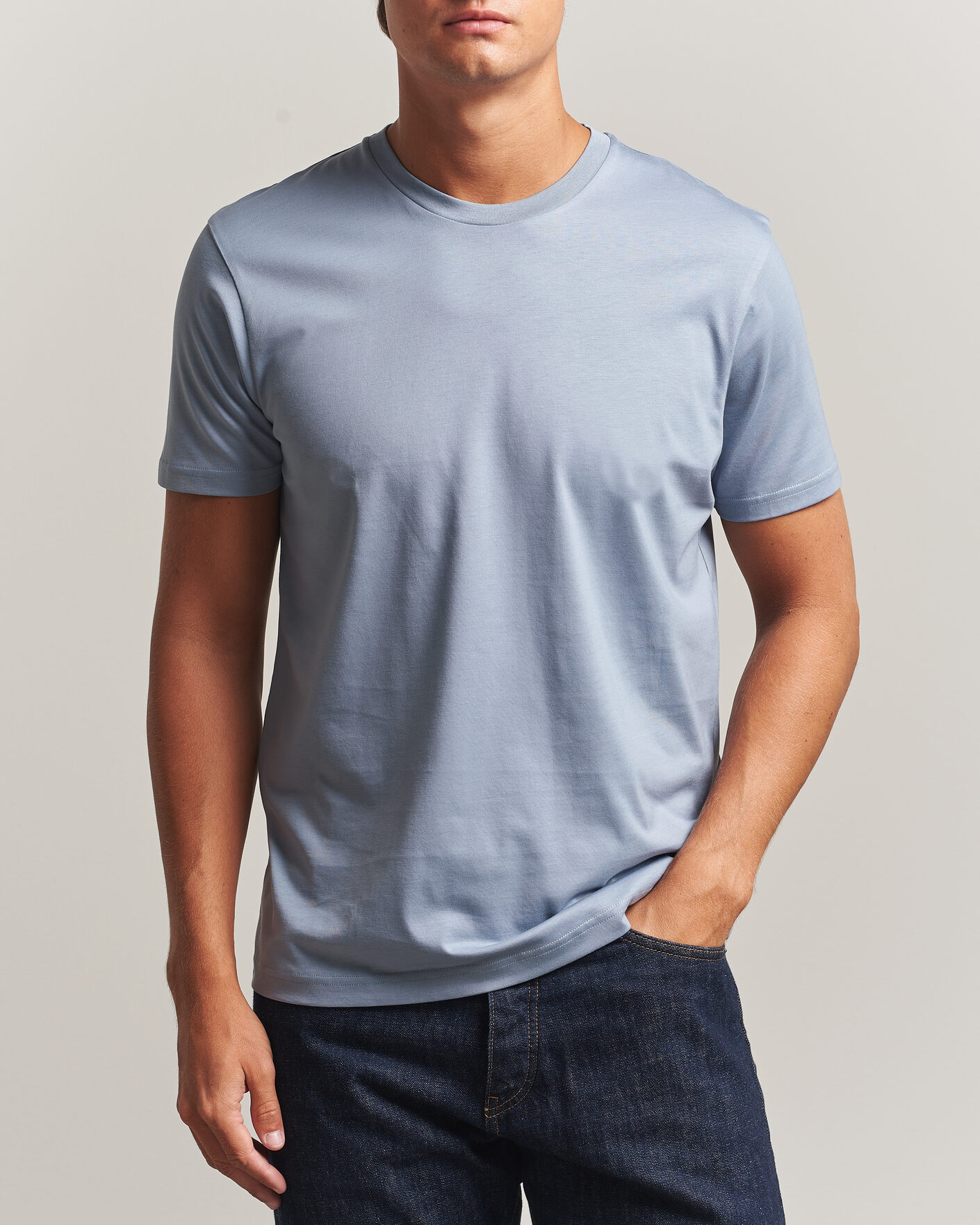 Men | T-Shirts | Sunspel | Riviera Midweight T-Shirt Powder Blue