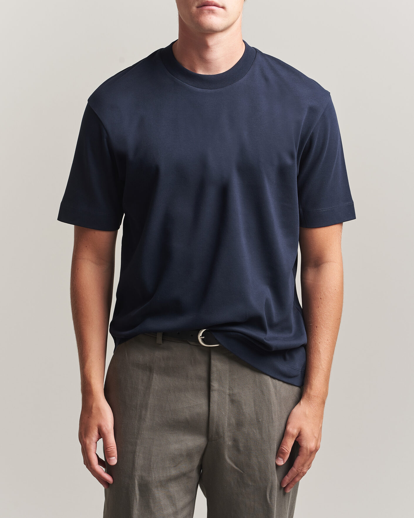 Men | T-Shirts | Sunspel | Heavy Weight Supima Cotton T-Shirt Midnight Navy