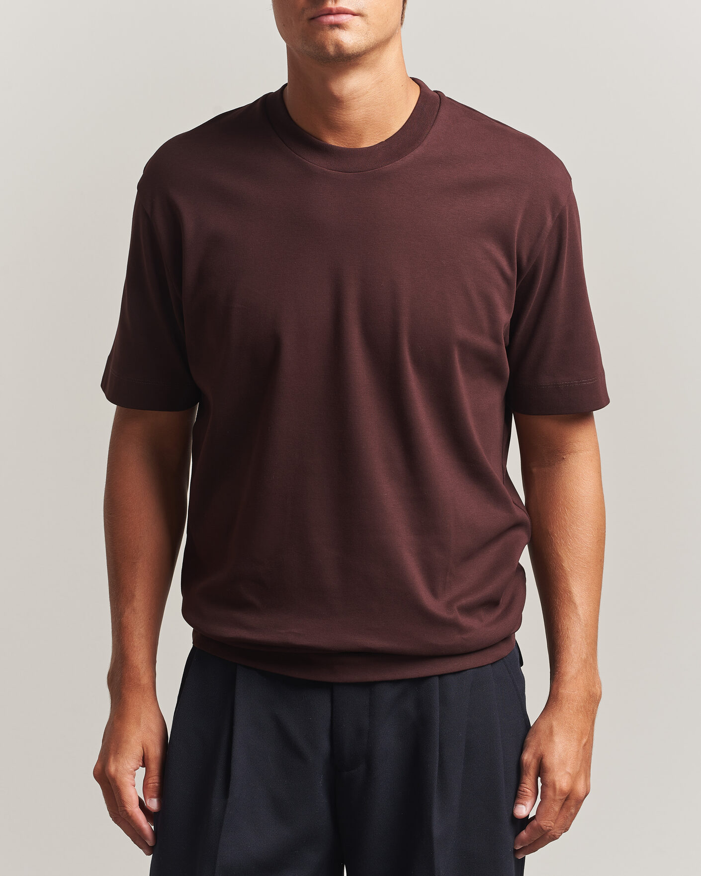 Men | T-Shirts | Sunspel | Heavy Weight Supima Cotton T-Shirt Dark Brown