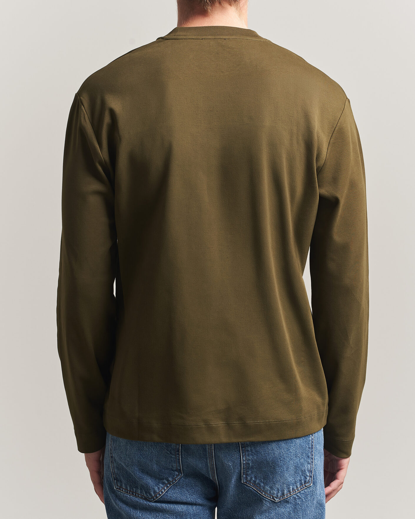 Men | T-Shirts | Sunspel | Heavy Weight Supima Cotton Long Sleeve T-Shirt Green