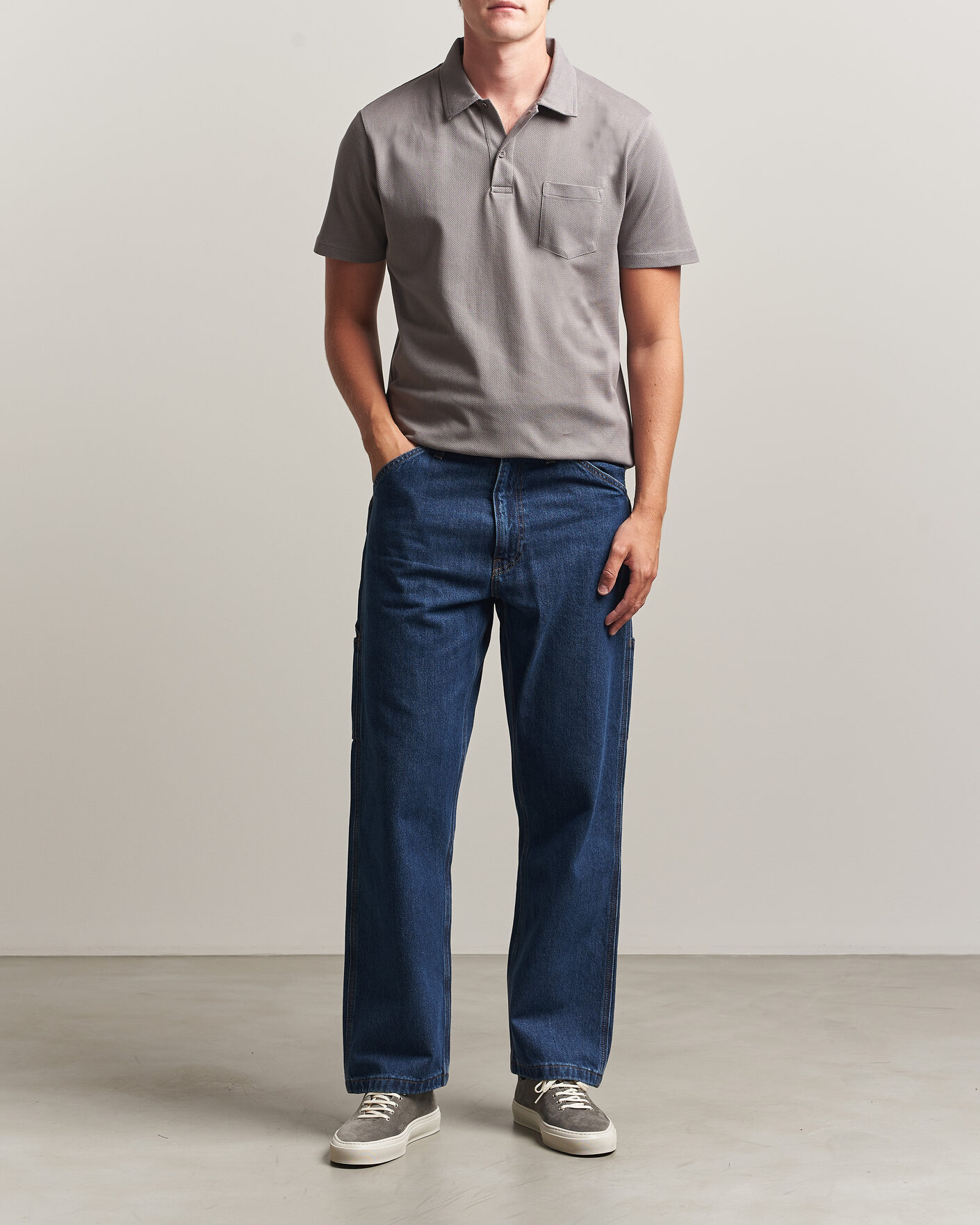 Men | Polo Shirts | Sunspel | Riviera Polo Shirt Smoke Grey