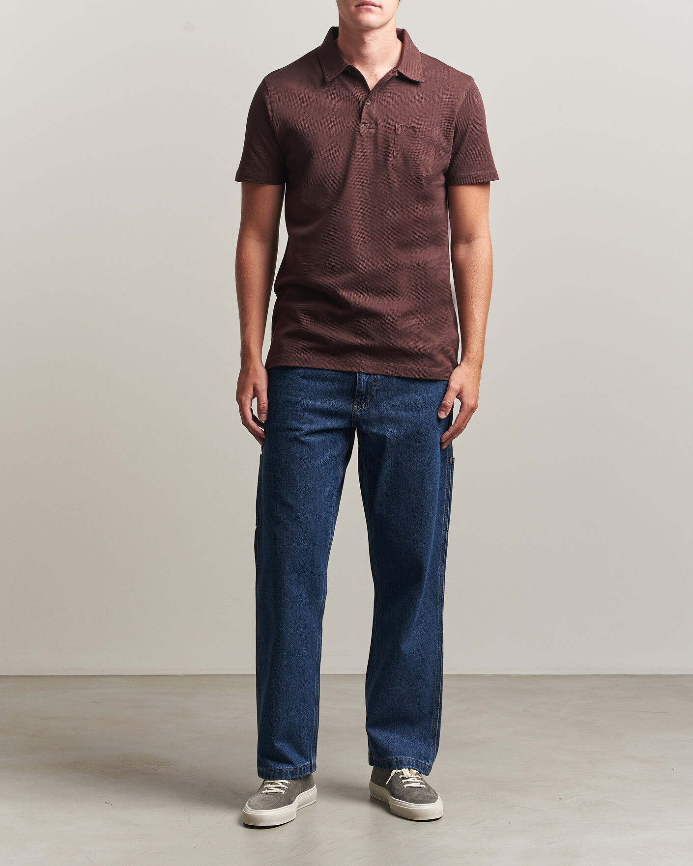 Men | Polo Shirts | Sunspel | Riviera Polo Shirt Dark Brown